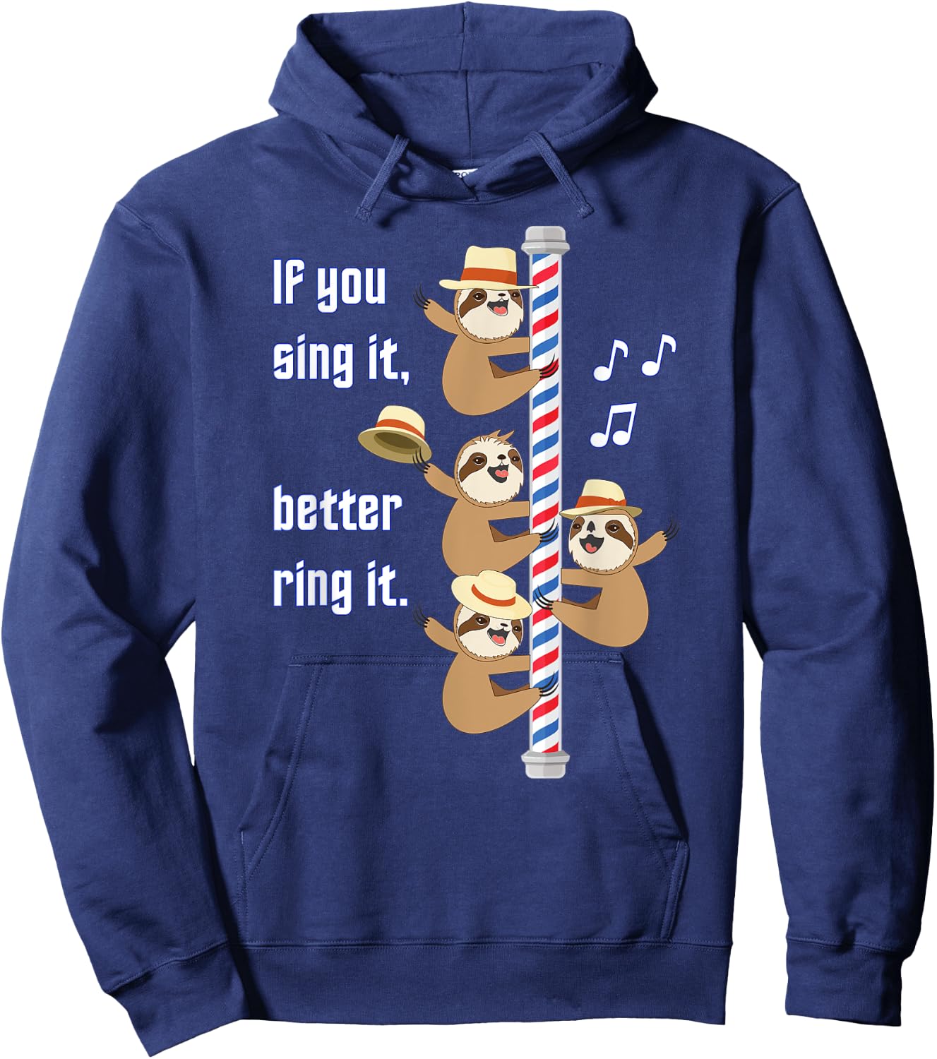 Barbershop Quartette Funny Singing Sloth Hoodie - Hoodie | Navy