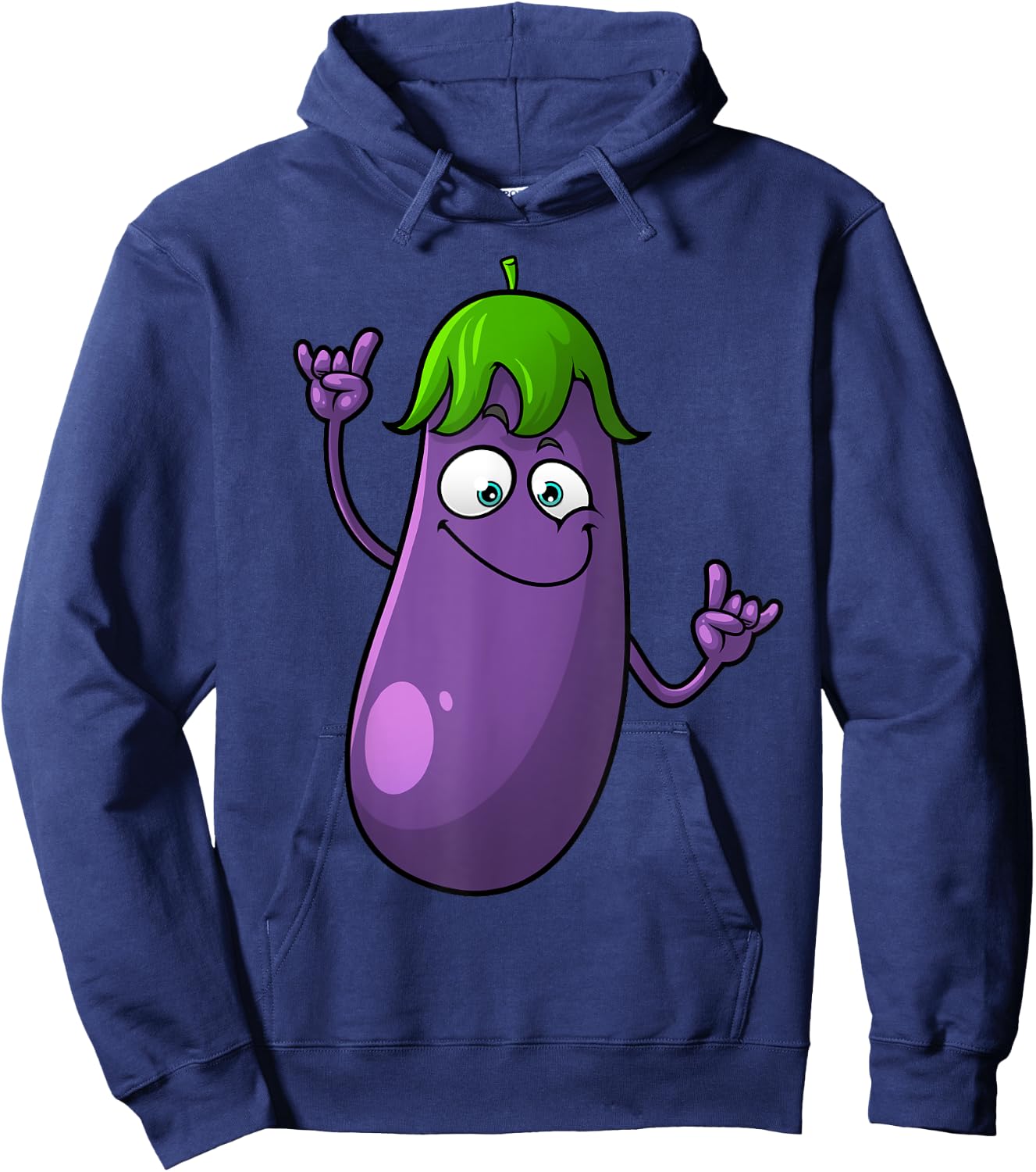 Funny Eggplant Designs Women Fruit Vegetable Hoodie - Hoodie | Navy