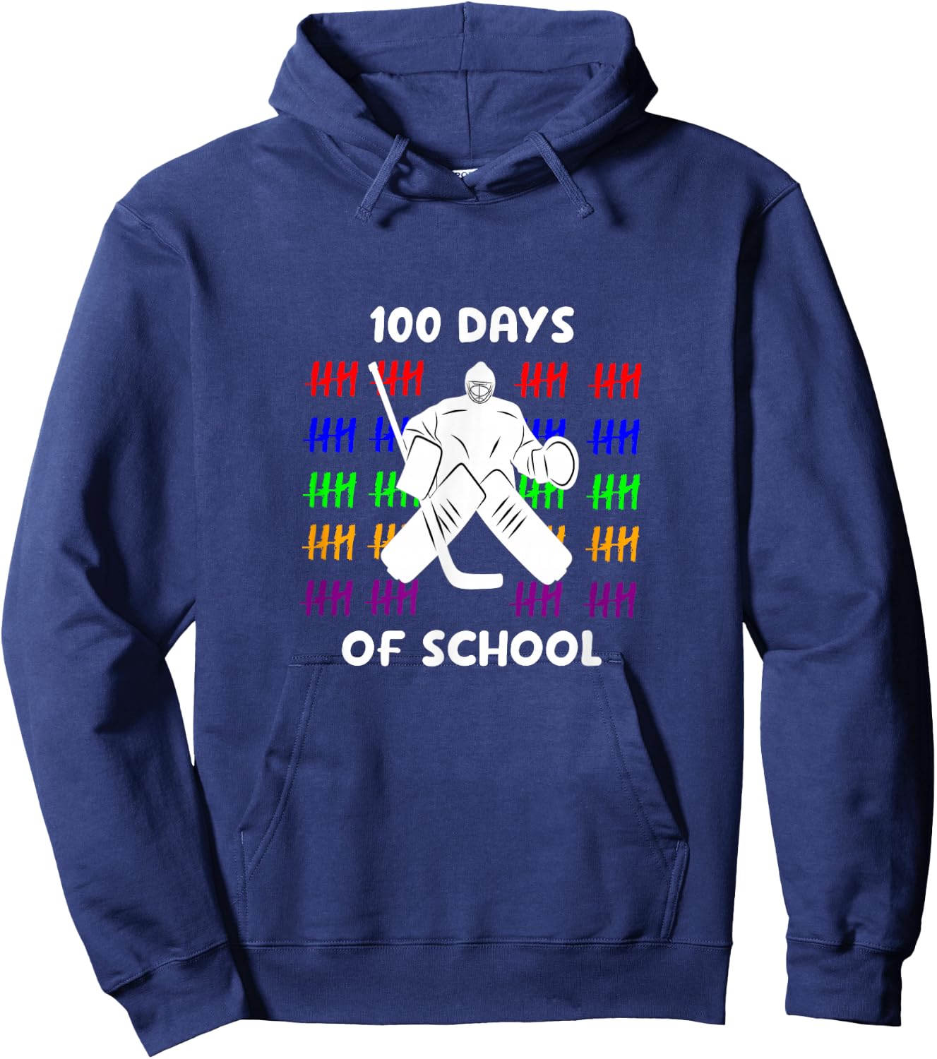 Hockey 100 days of school for Hockey players Hoodie - Hoodie | Navy