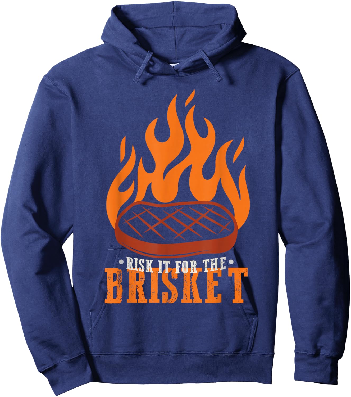 Funny Risk It For The Brisket Grilling BBQ Hoodie - Hoodie | Navy