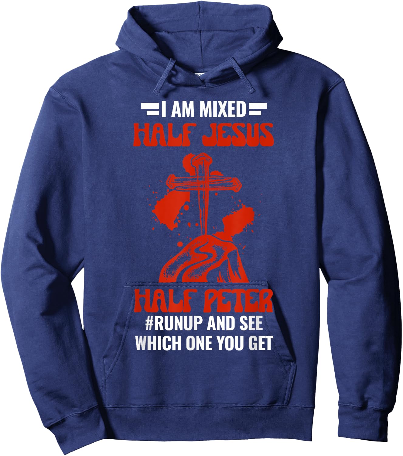 Mixed Half Jesus and Half Peter Christians Hoodie - Hoodie | Navy