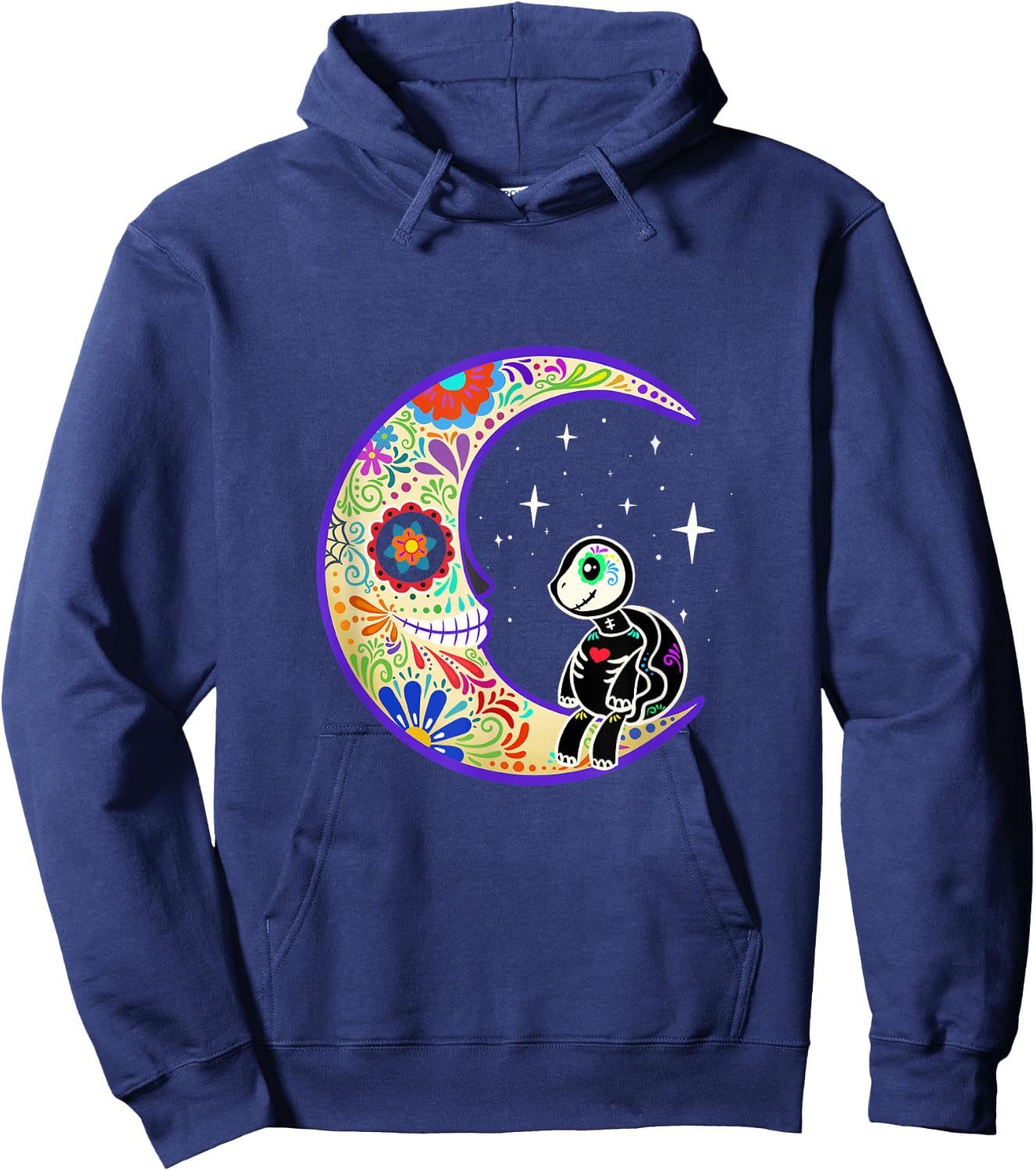 Turtle Dia de Los Muertos Skeleton Sugar Skull Hoodie - Hoodie | Navy