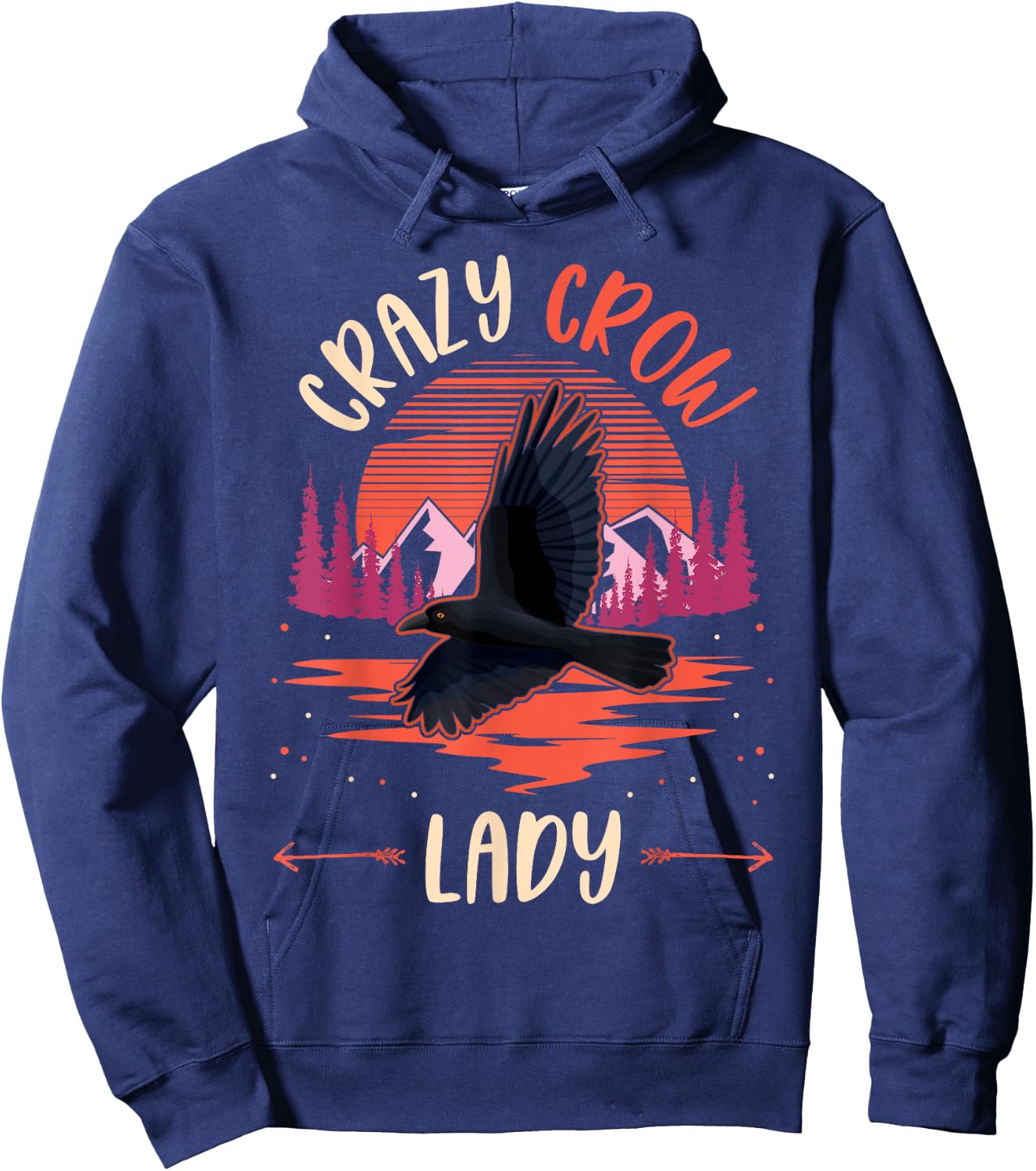 Crazy Crow lady Raven Girl Crow Hoodie - Hoodie | Navy