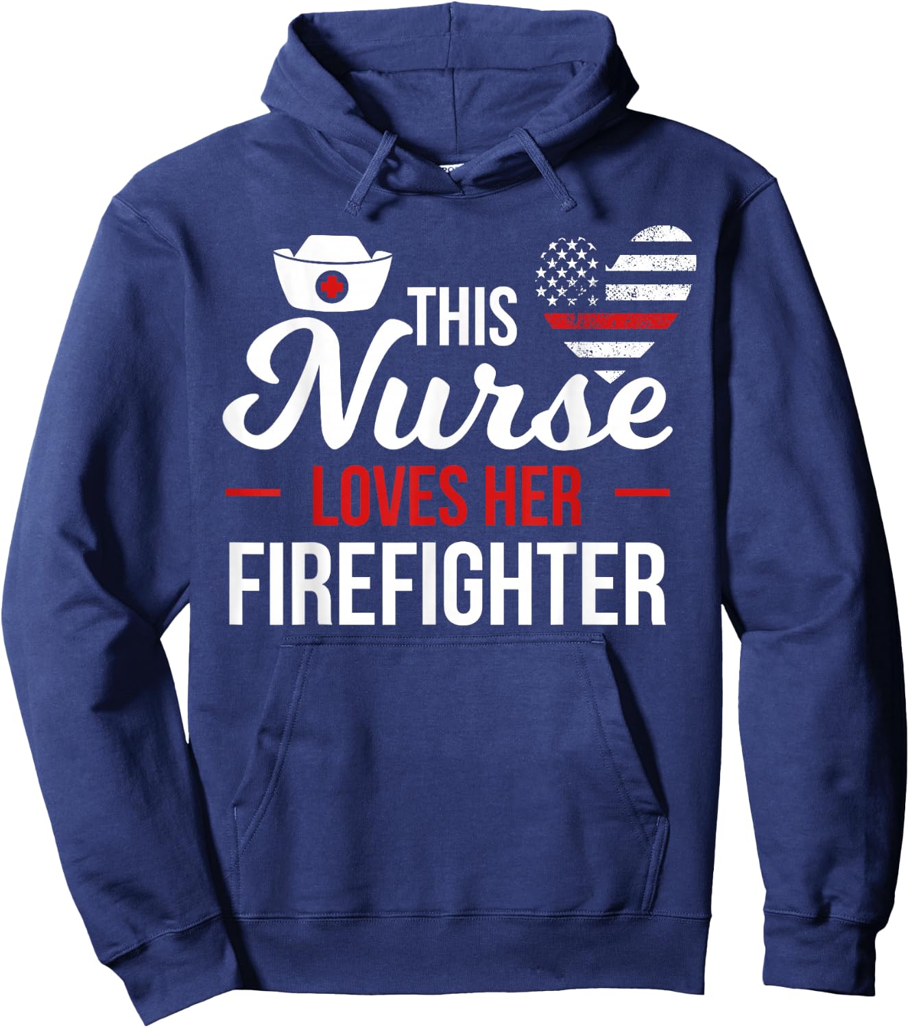 This Nurse Loves Her Firefighter Wife Nurse Hoodie - Hoodie | Navy