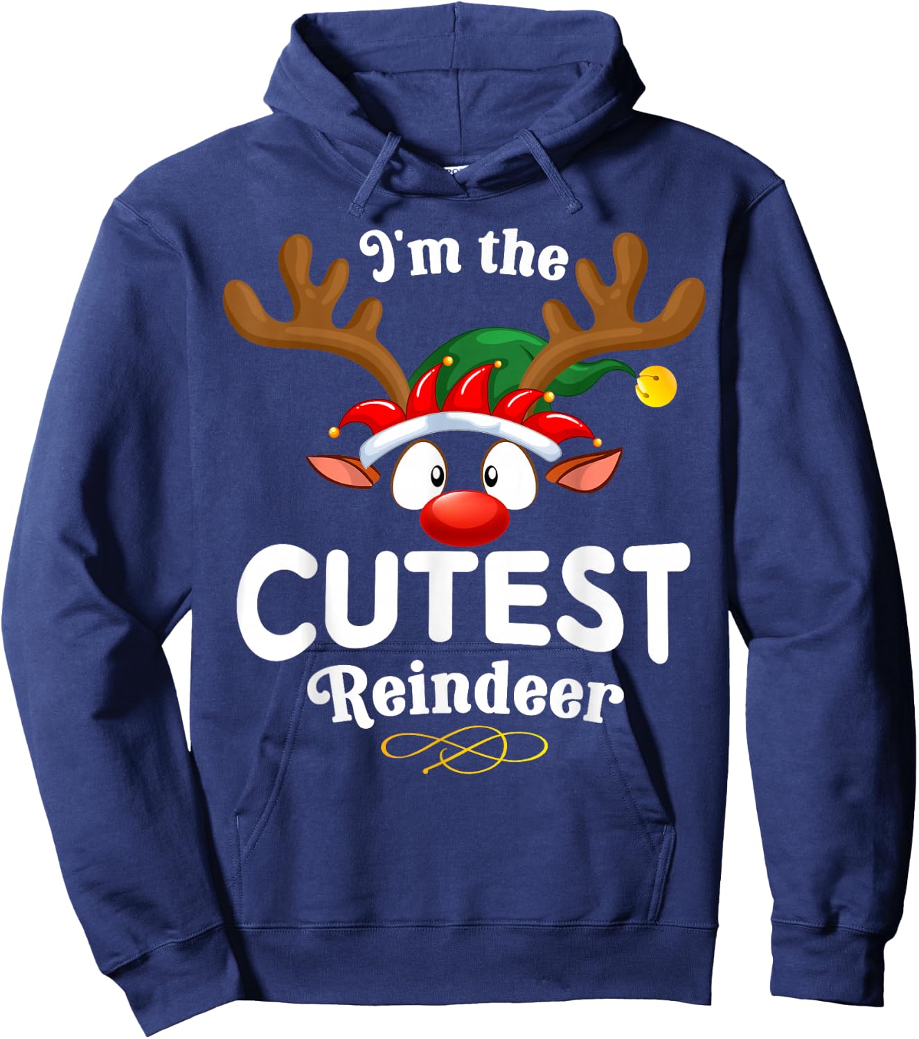 Christmas PJS Cutest XMas Reindeer Matching Hoodie - Hoodie | Navy