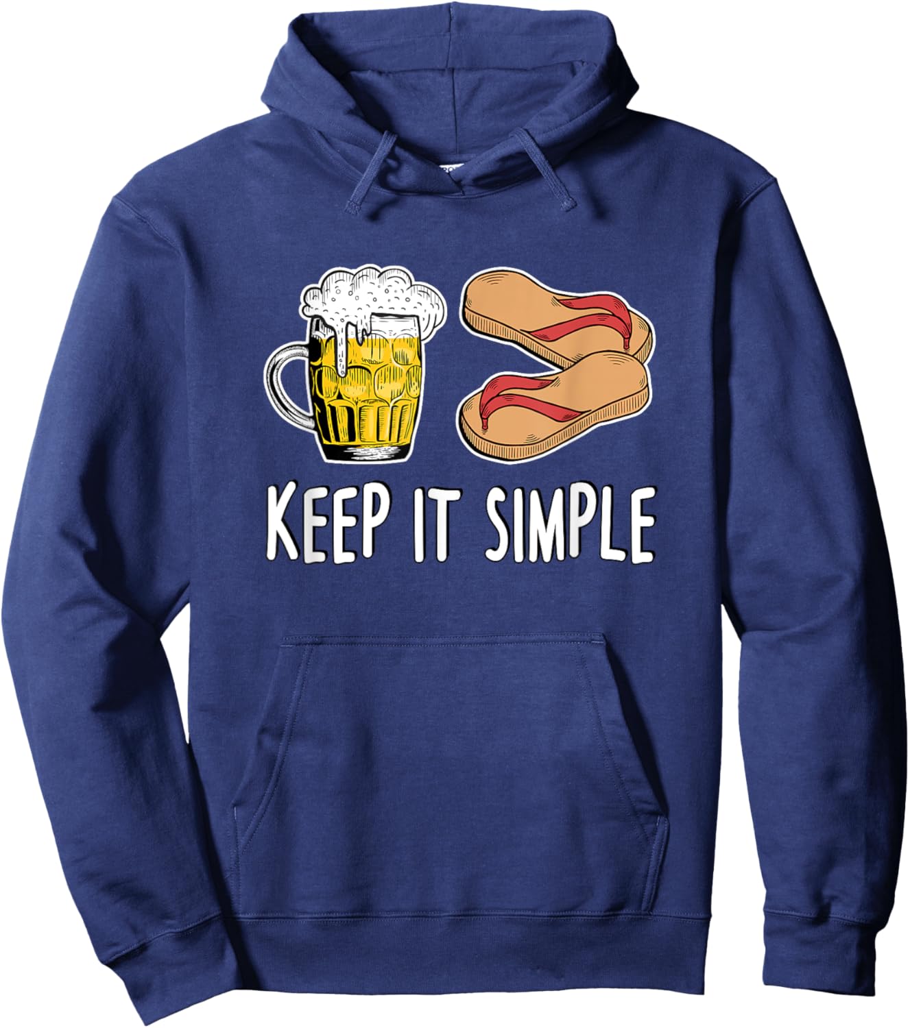Keep It Simple - Beer And Flip Flops Hoodie - Hoodie | Navy