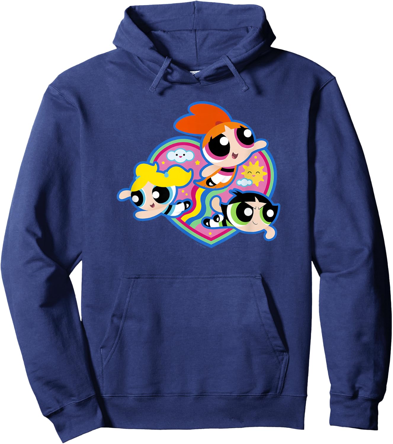 The Powerpuff Girls Group Rainbow Heart Flight Hoodie - Hoodie | Navy