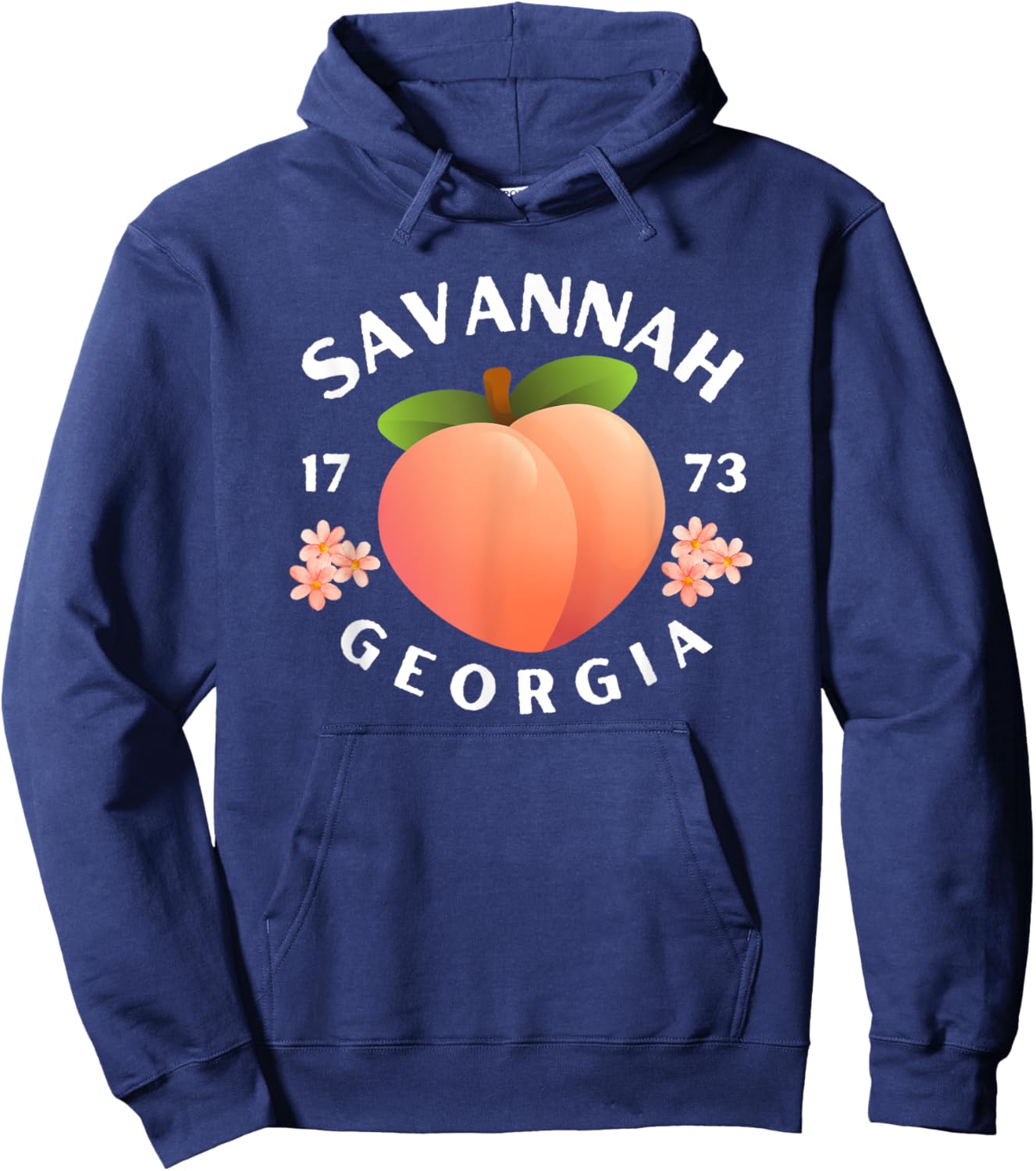 Savannah Georgia est. 1773 Flowers Peach State Hoodie - Hoodie | Navy