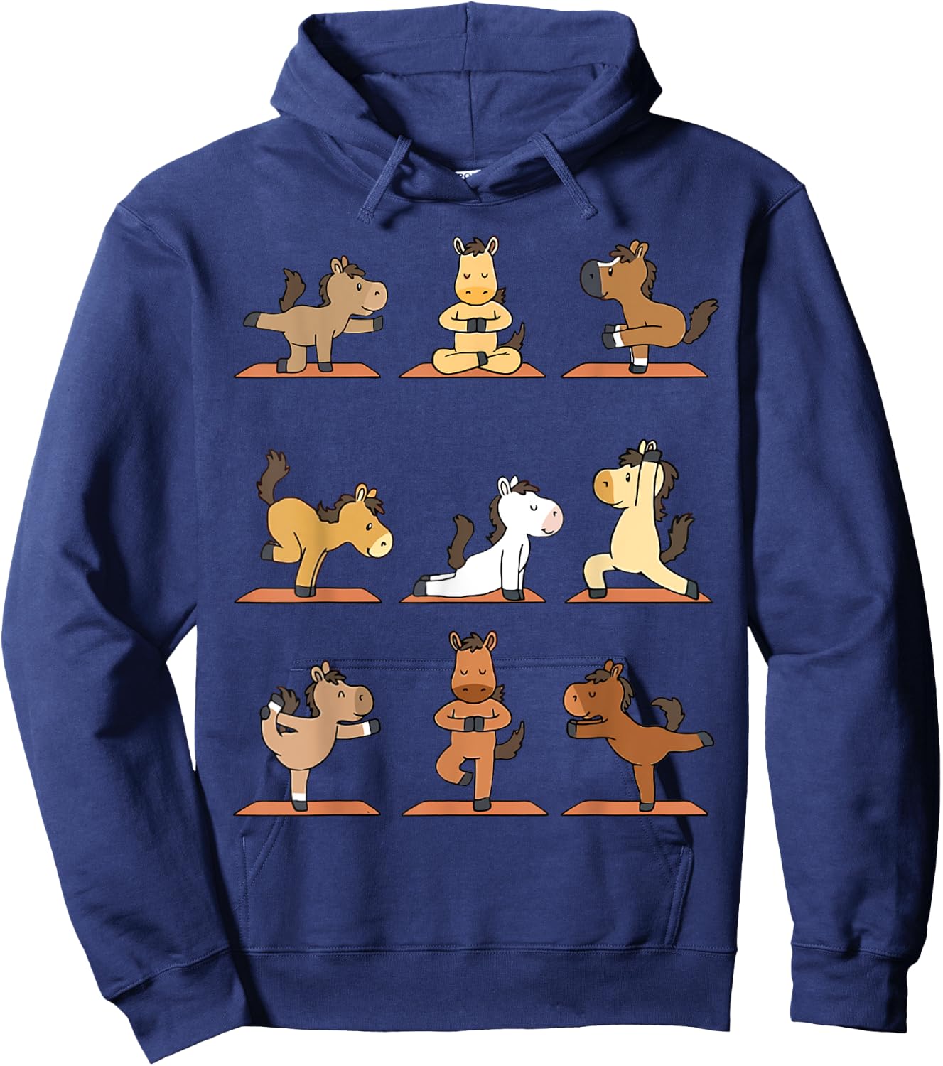 Funny Horses Yoga Horse Namaste Horse Exercise Hoodie - Hoodie | Navy