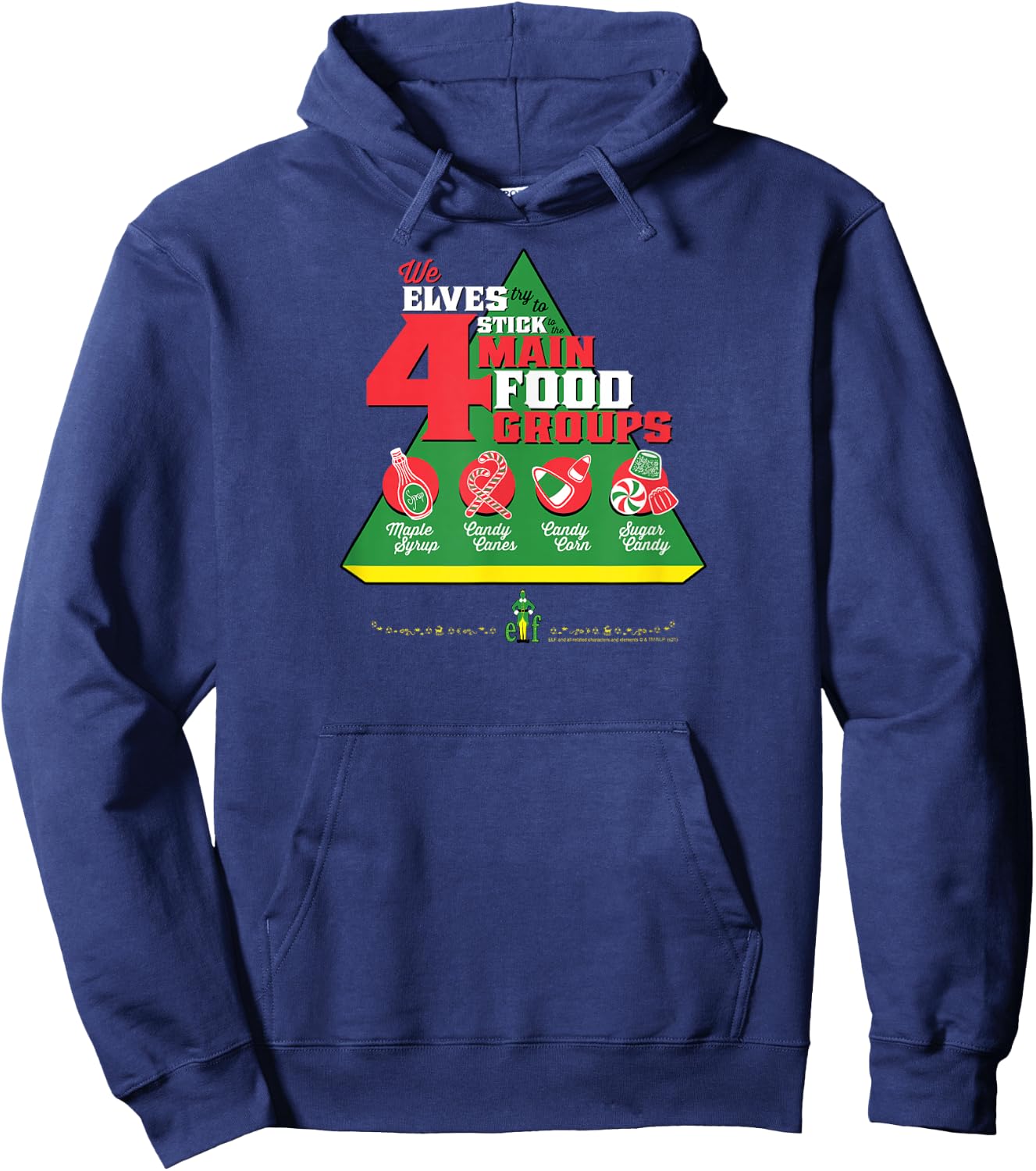 Elf Food Groups Food Pyramid Funny Christmas Hoodie - Hoodie | Navy