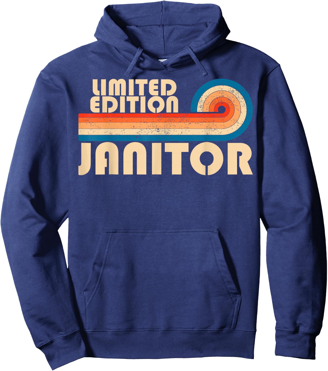 Janitor Retro 70s 80s Sunset Stripe Hoodie - Hoodie | Navy