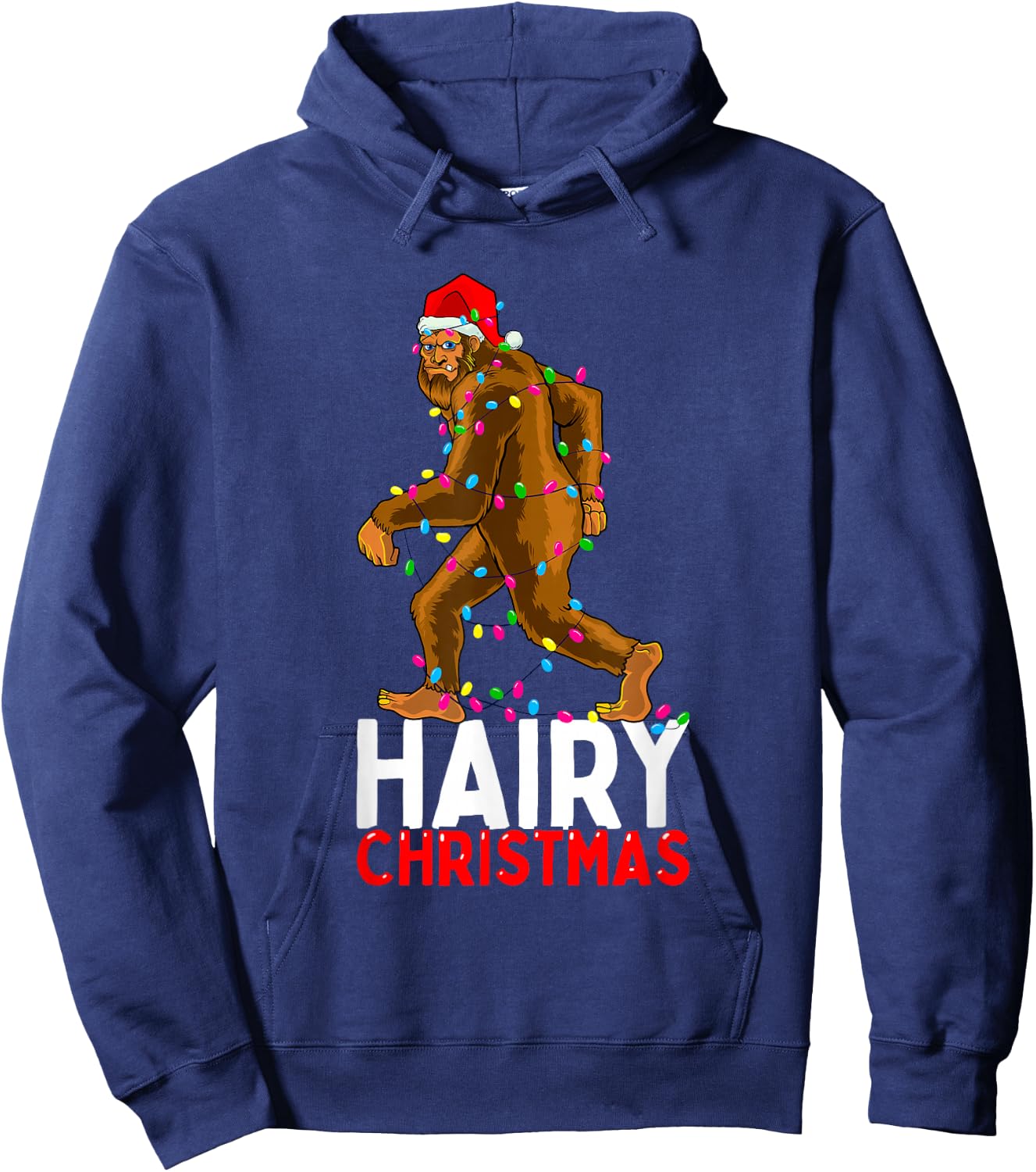 Bigfoot Hairy Christmas Funny Xmas Men Pajama Hoodie - Hoodie | Navy