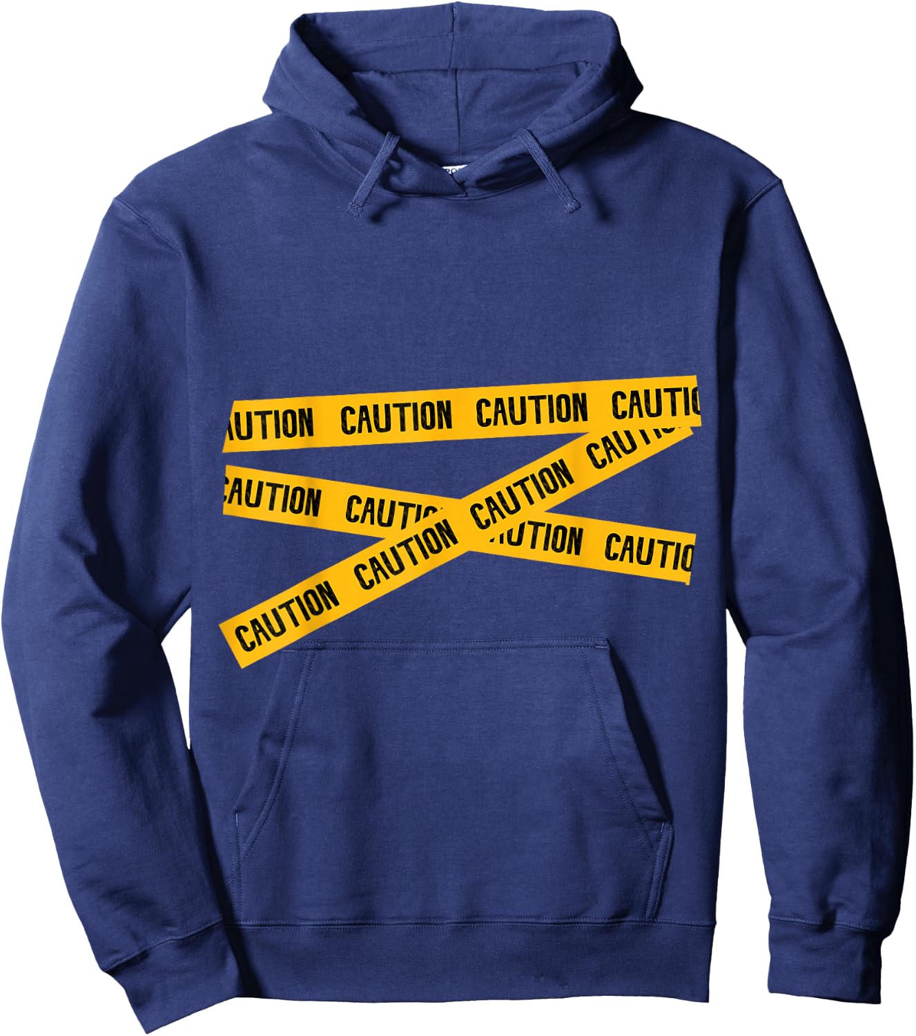 CAUTION! Graphic Caution Tape Warning Hoodie - Hoodie | Navy