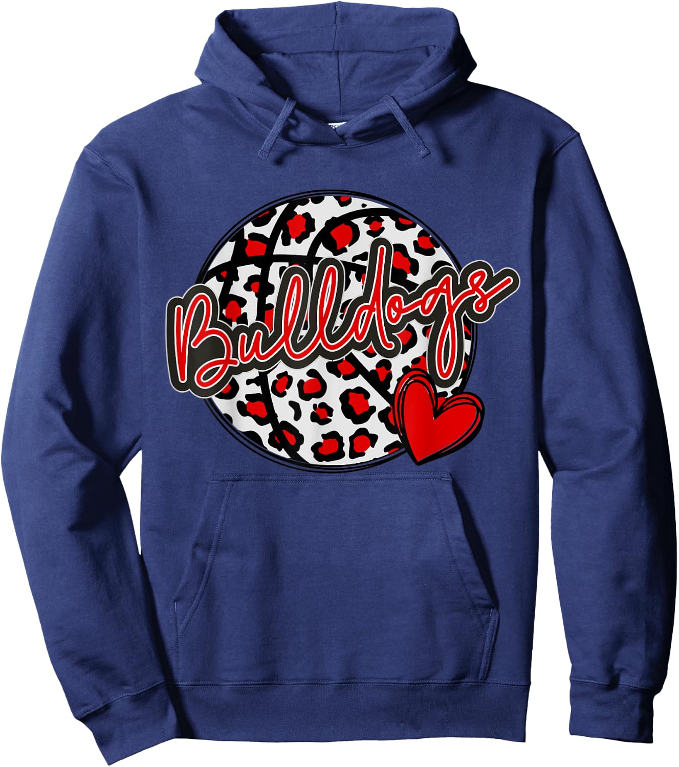Leopard Cheetah Basketball BULLDOGS Spirit Game Hoodie - Hoodie | Navy