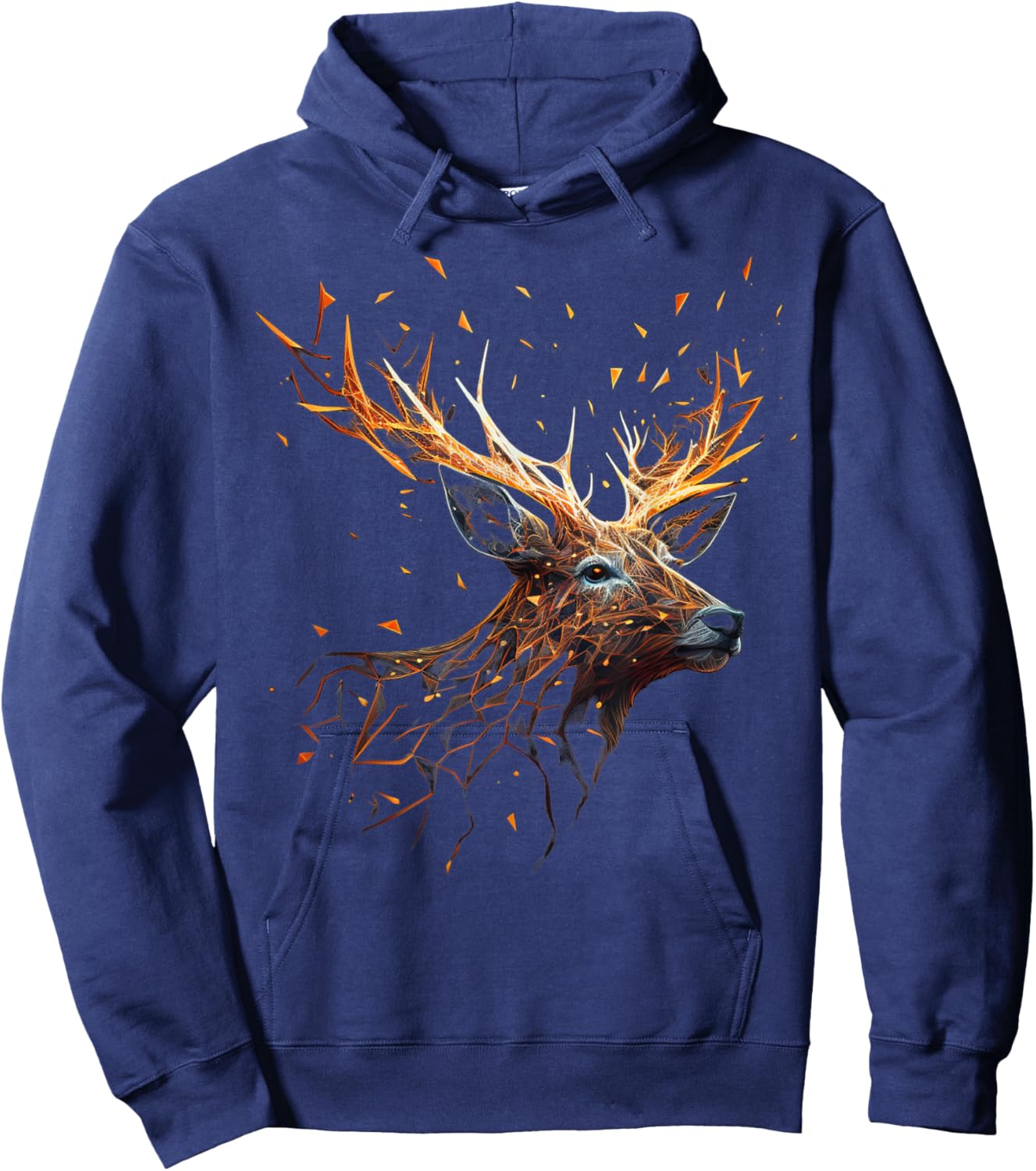 Deer Animal Motif Elk Forest Animal Print Deer Hoodie - Hoodie | Navy