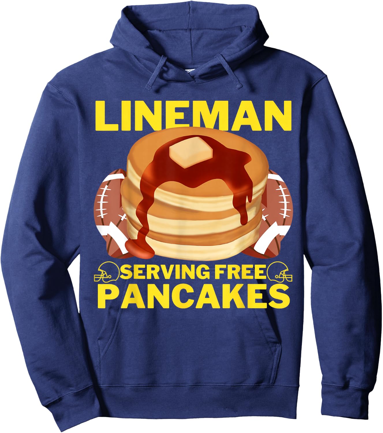 Lineman Serving Pancakes Football Lineman Hoodie - Hoodie | Navy