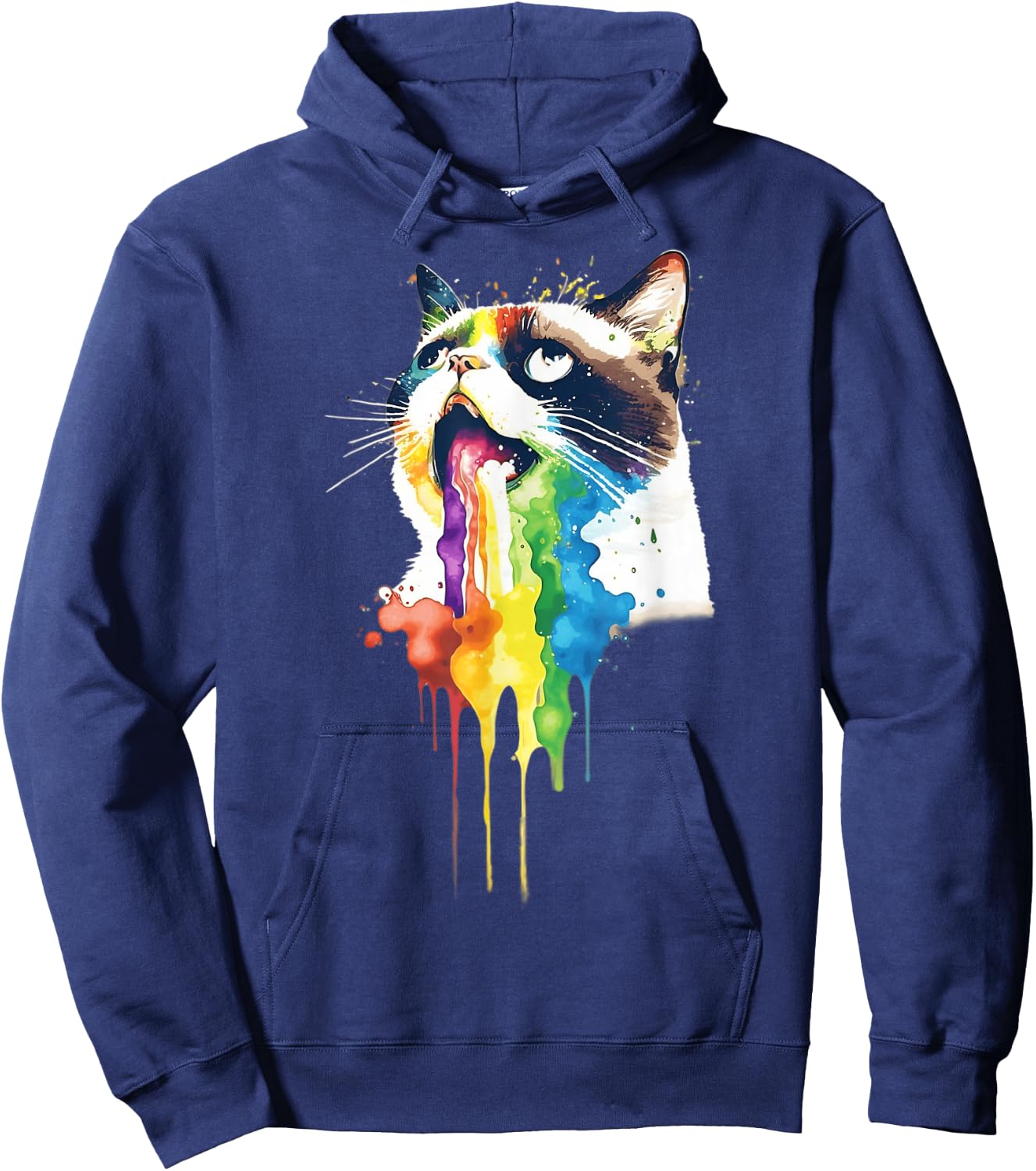 Wacky Barf Cat Rainbow Men Women Kids Hoodie - Hoodie | Navy