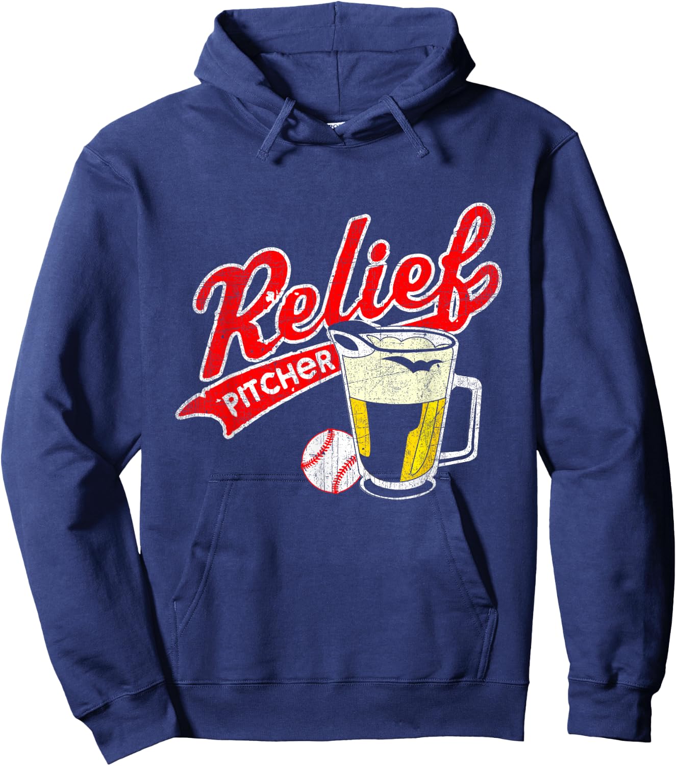 Relief Pitcher Beer and Baseball - Funny Player Hoodie - Hoodie | Navy