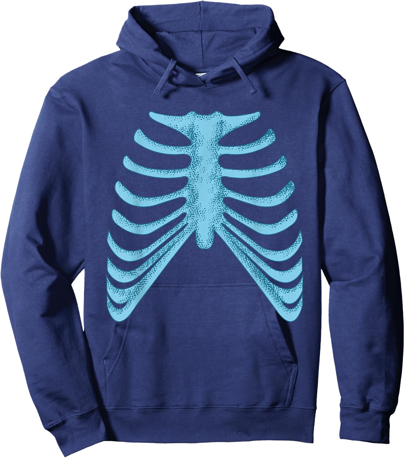 Blue Skeleton Rib Cage Blue Color Graphic Hoodie - Hoodie | Navy