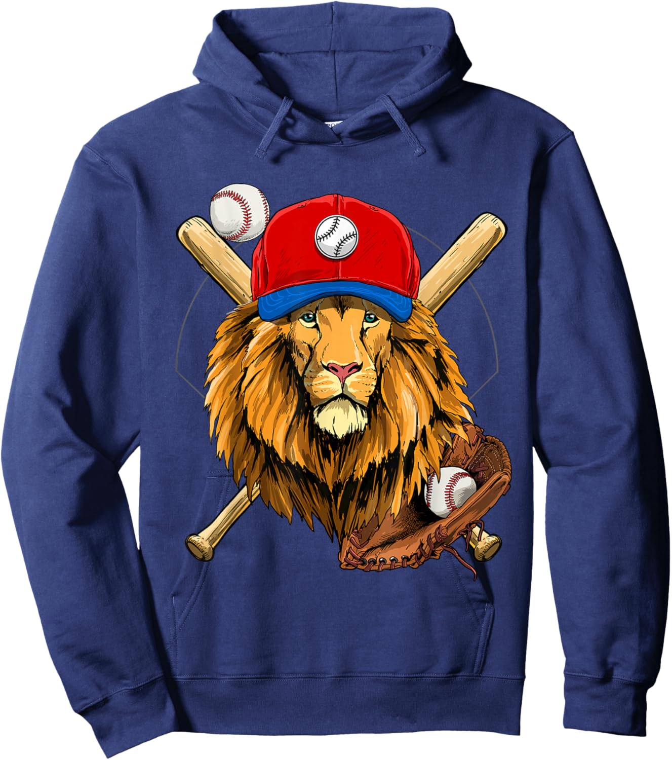 Lion Baseball Lion Lovers Baseball Player Hoodie - Hoodie | Navy