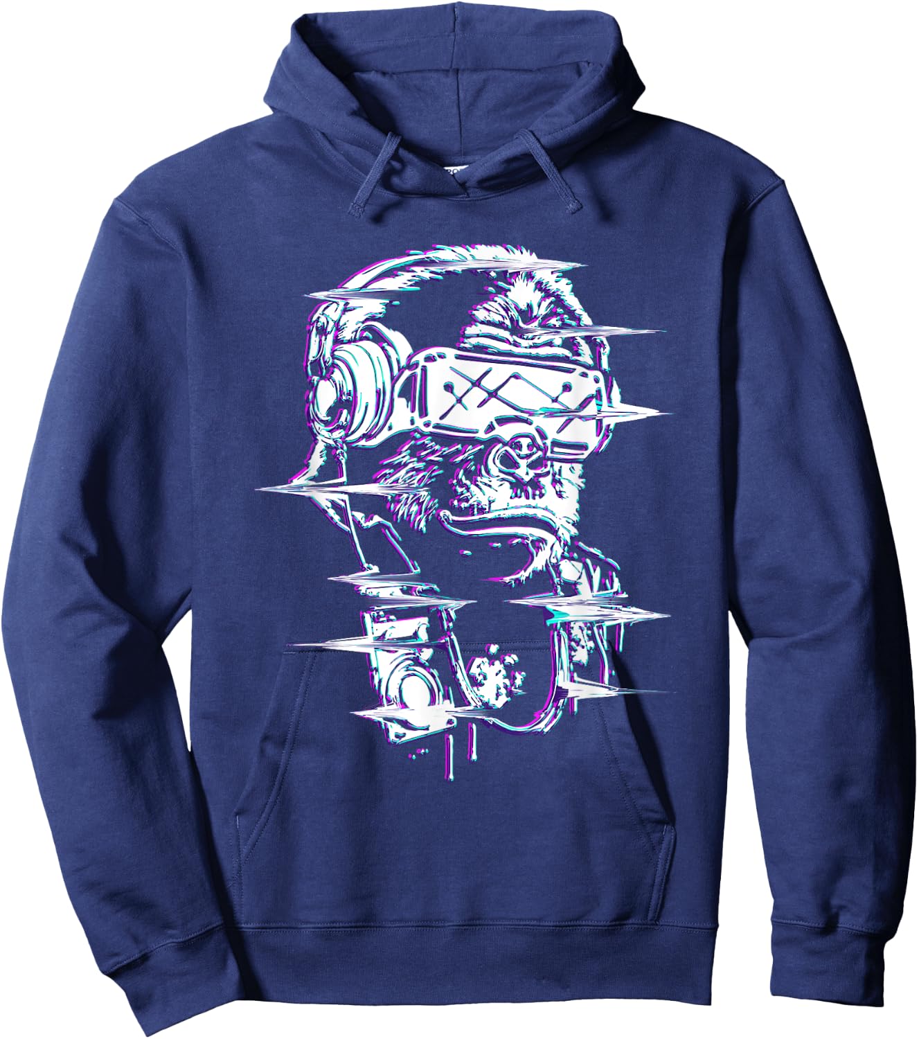 VR and VR Gamer with virtual reality and monkey Hoodie - Hoodie | Navy