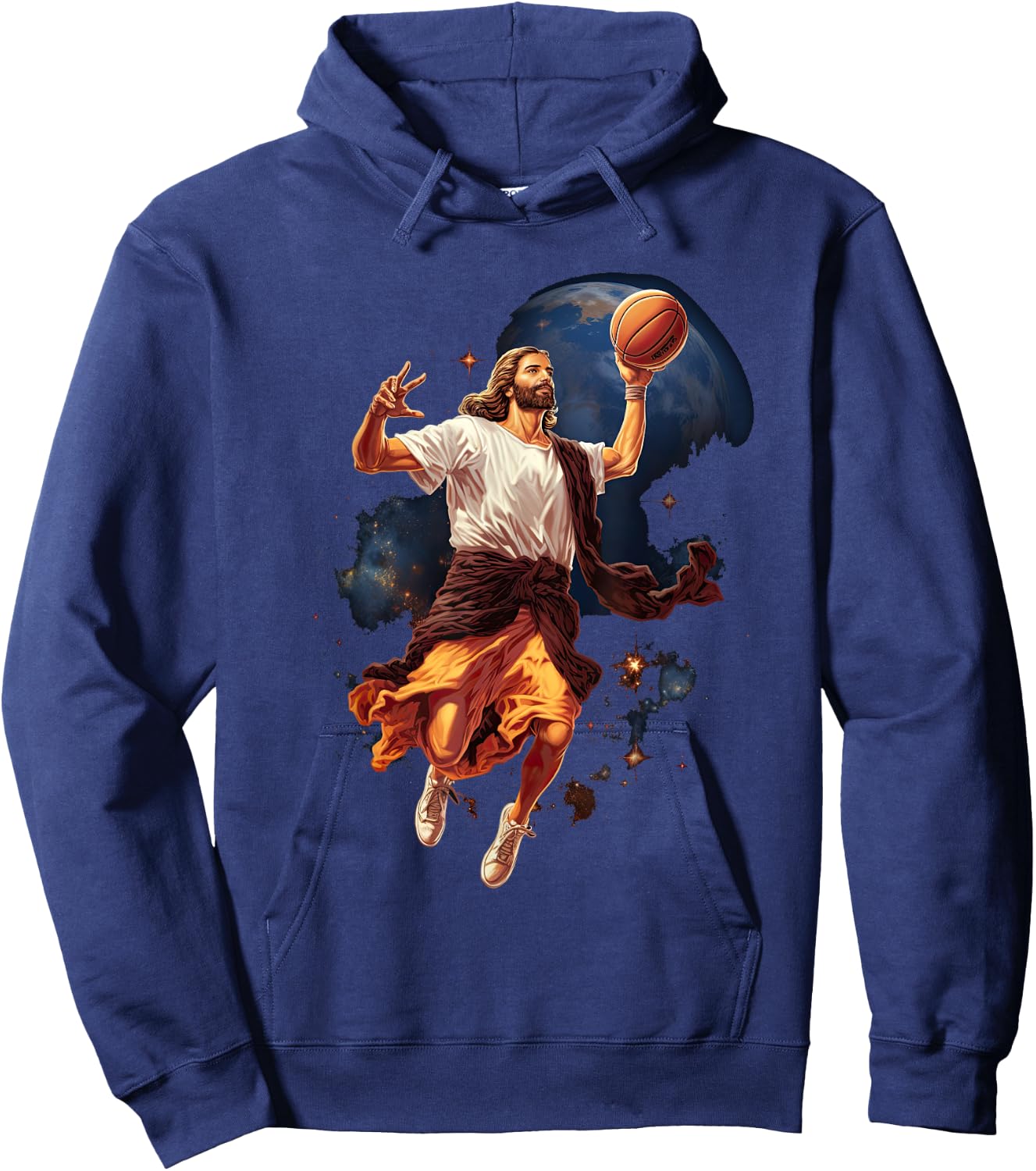 Funny Jesus Playing Basketball Hoodie - Hoodie | Navy