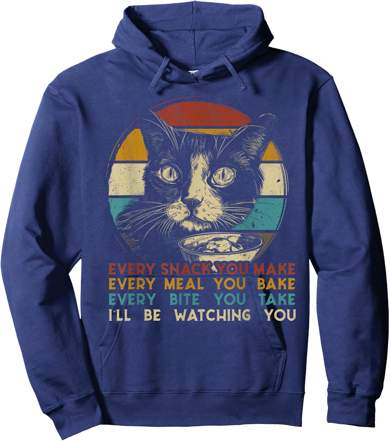 Every snack you make cat cat breed Meow retro Hoodie - Hoodie | Navy