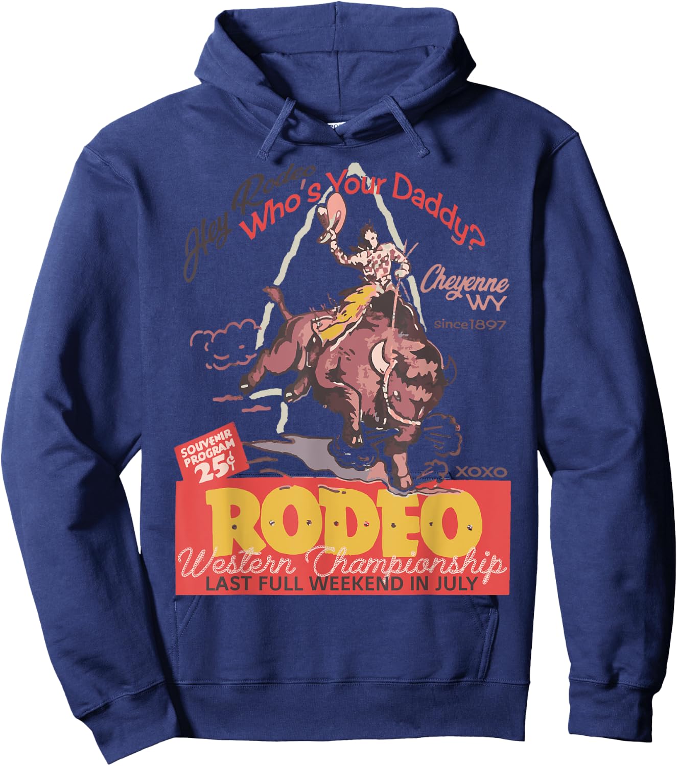 Cheyenne Wyoming WY Rodeo Cowboy Hoodie - Hoodie | Navy
