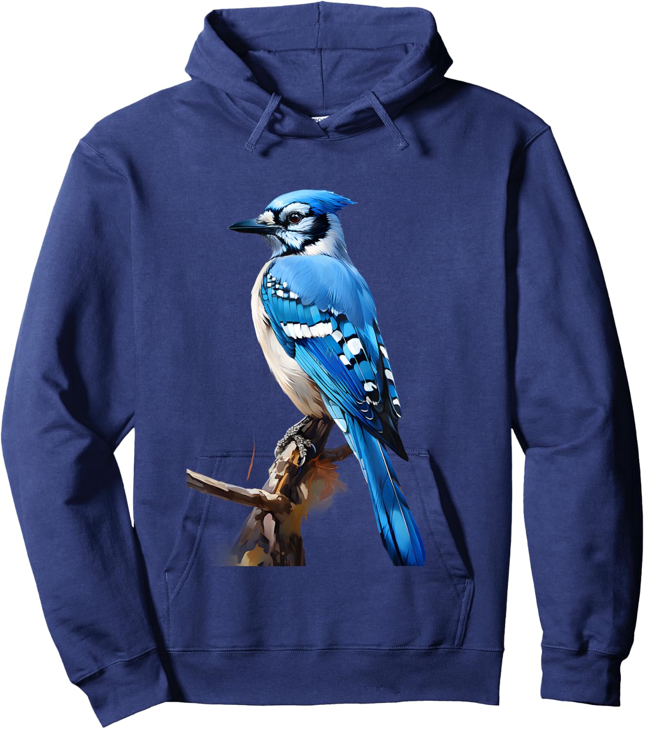 Realistic Blue Jay Gift on a Tree Branch Hoodie - Hoodie | Navy