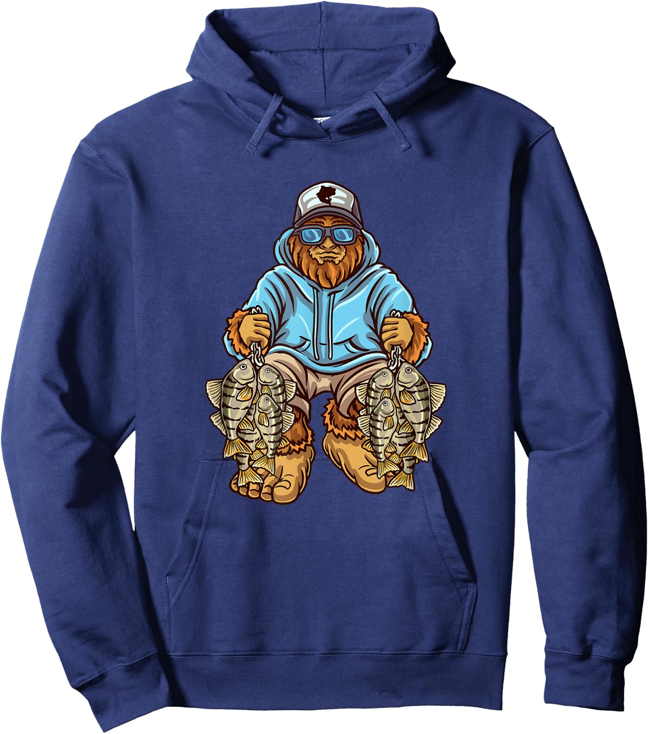 Perch Fishing Bigfoot Fisherman Hoodie - Hoodie | Navy