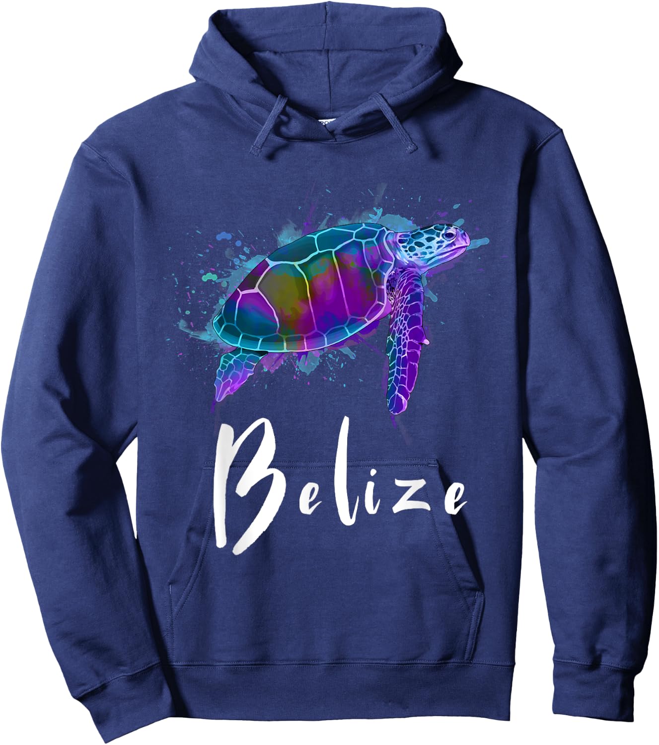 Belize Watercolor Sea Turtle Souvenir Hoodie - Hoodie | Navy