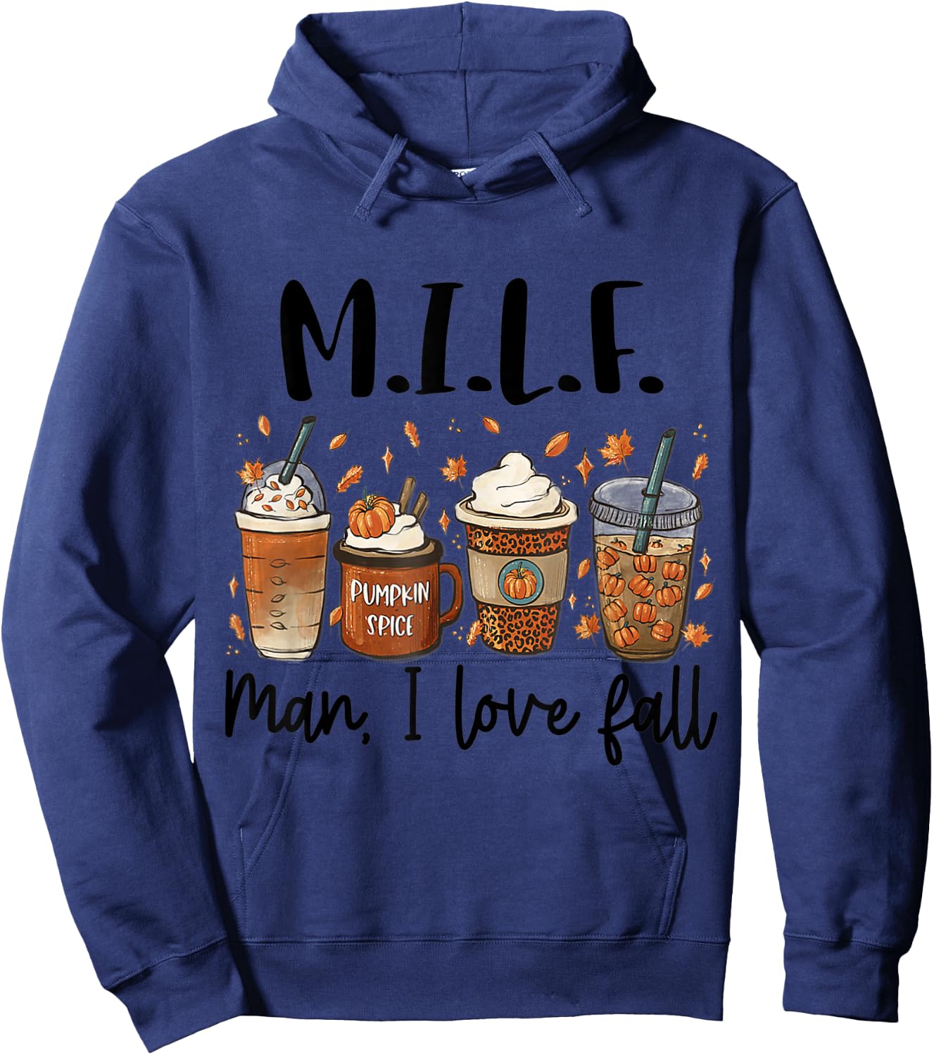 MIFL Man I Love Fall Coffee Cozy Fall Hoodie - Hoodie | Navy