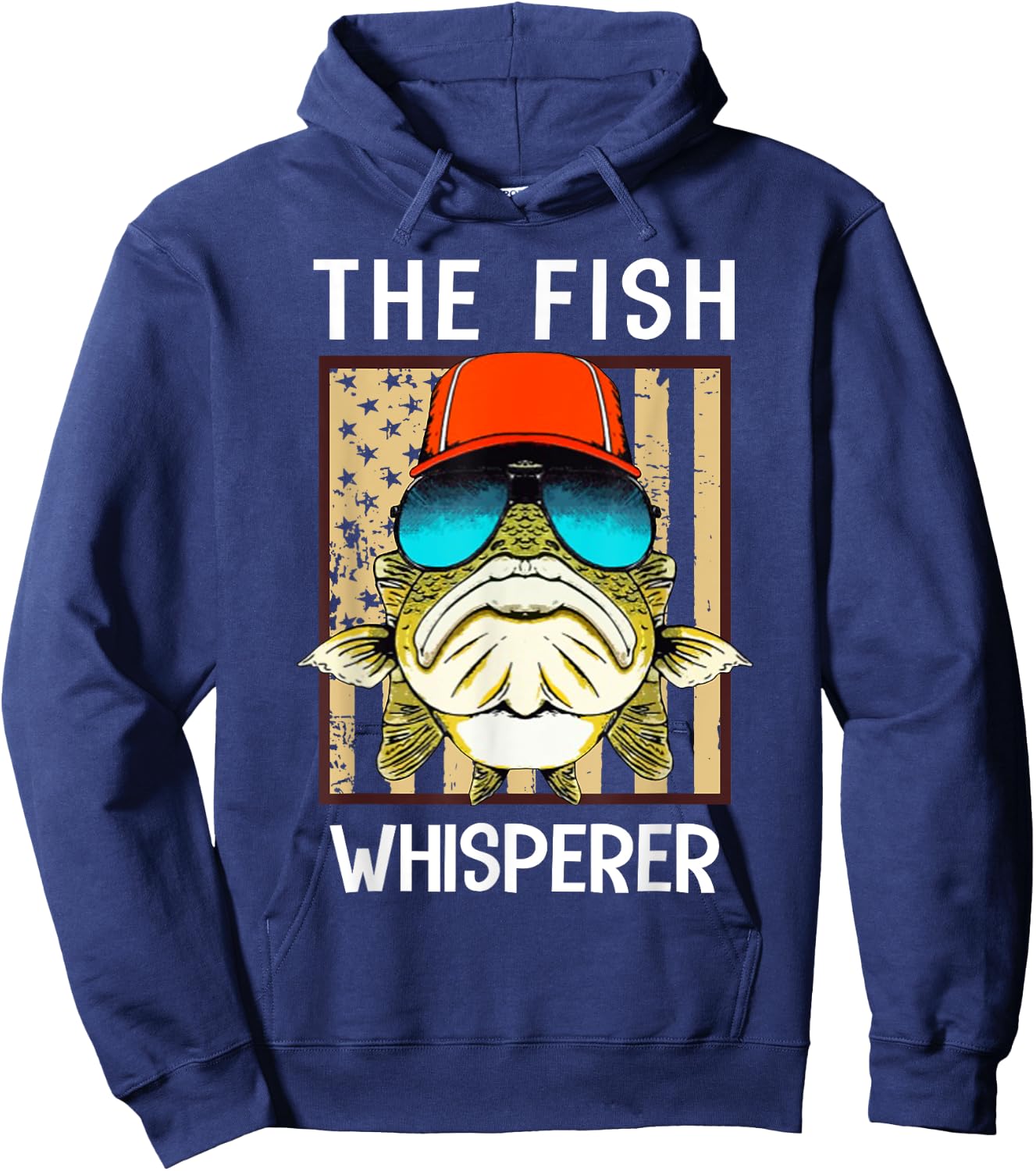The fis.h whisperer american flag Women Men Hoodie - Hoodie | Navy