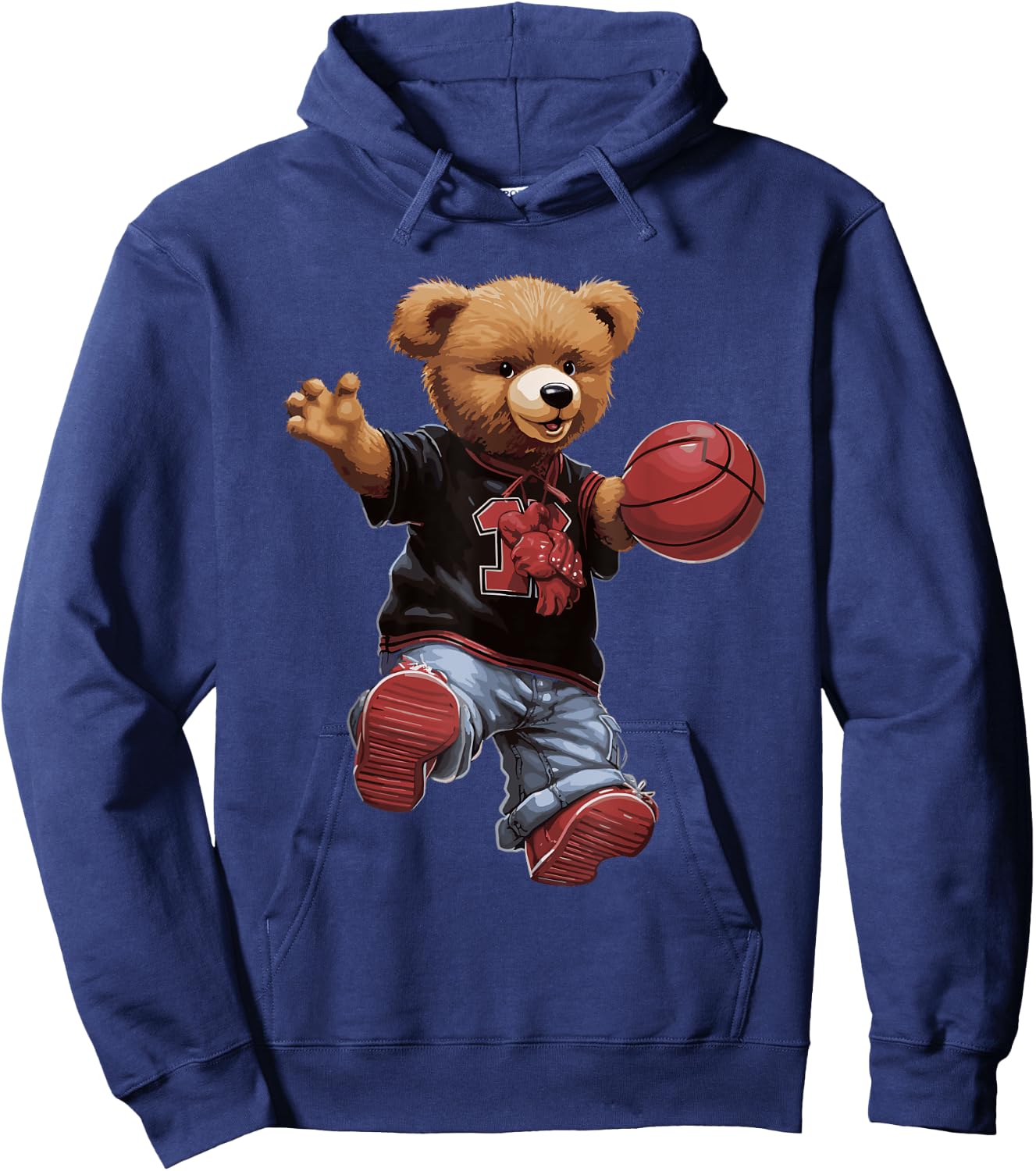 Cute Teddy Bear Playing Basketball Sports Women Hoodie - Hoodie | Navy