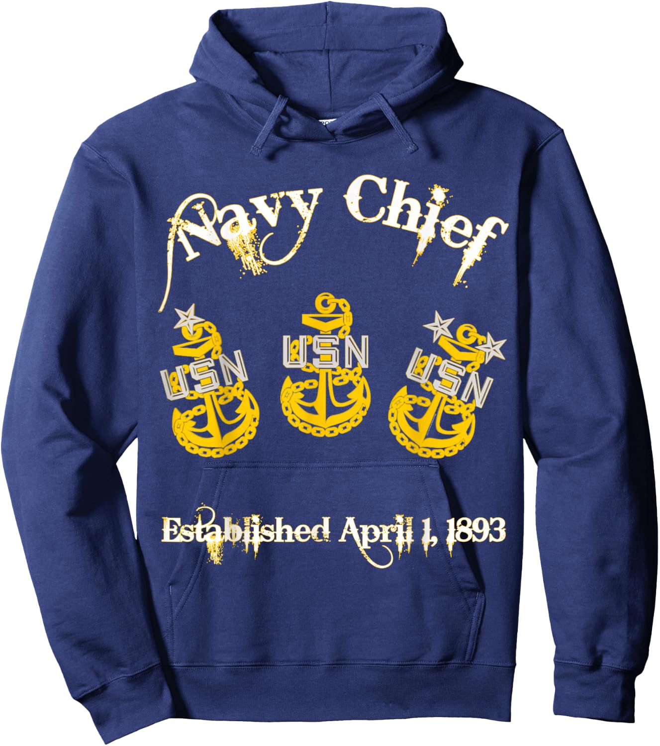 Navy Chief Tri-Anchor 1893 Hoodie - Hoodie | Navy