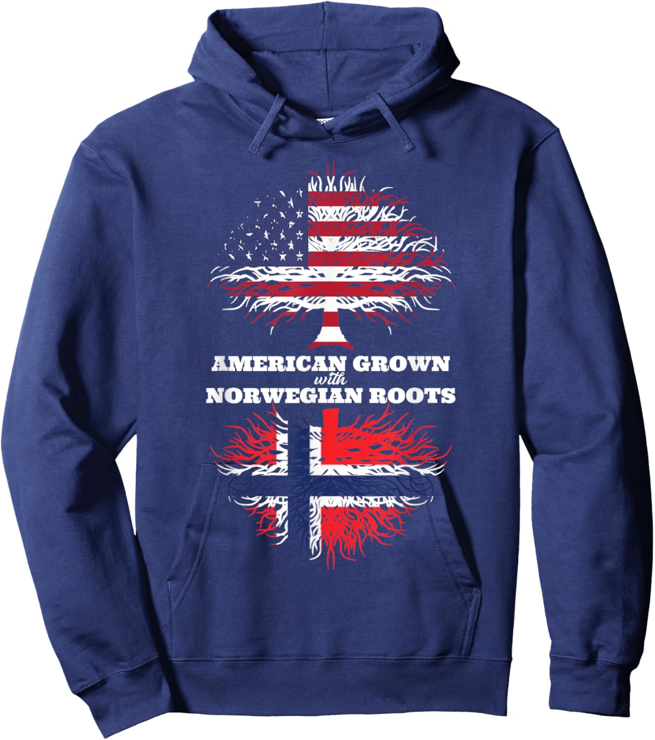 American Grown with Norwegian Roots Norway Hoodie - Hoodie | Navy