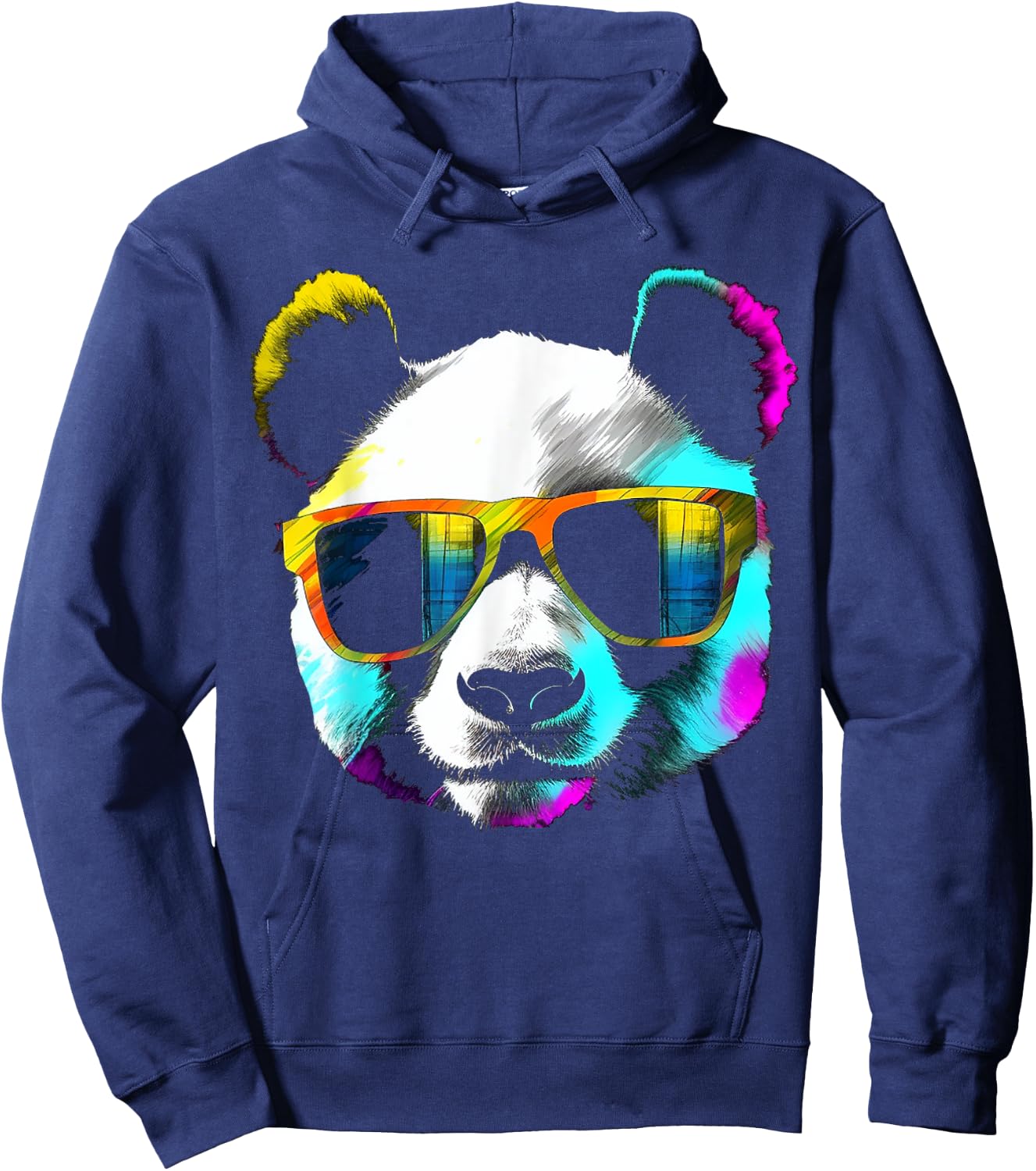 Panda Sunglasses Artwork | Animal Motif Panda Hoodie - Hoodie | Navy