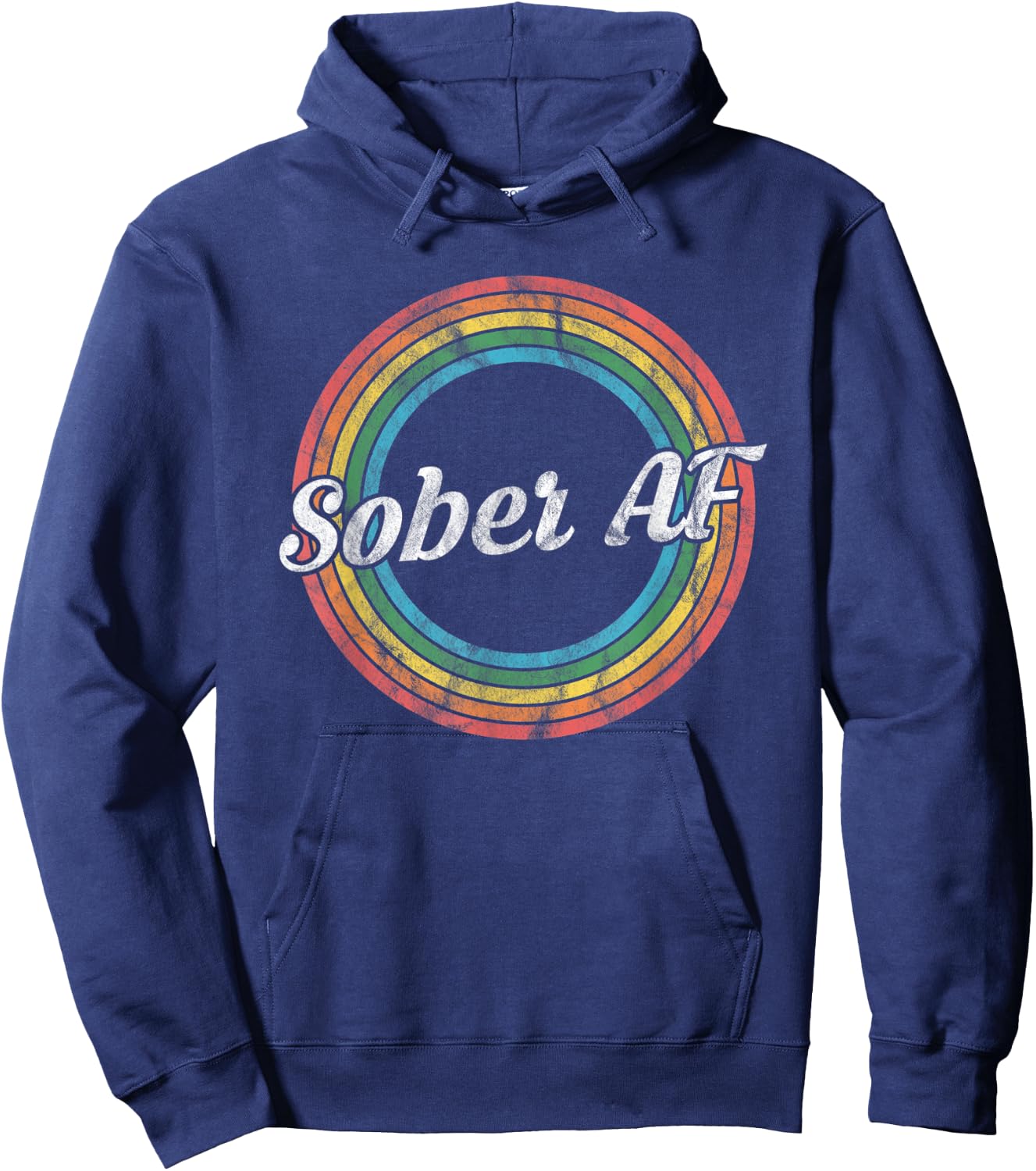 Sober AF - Vintage Retro Sobriety Recovery Hoodie - Hoodie | Navy