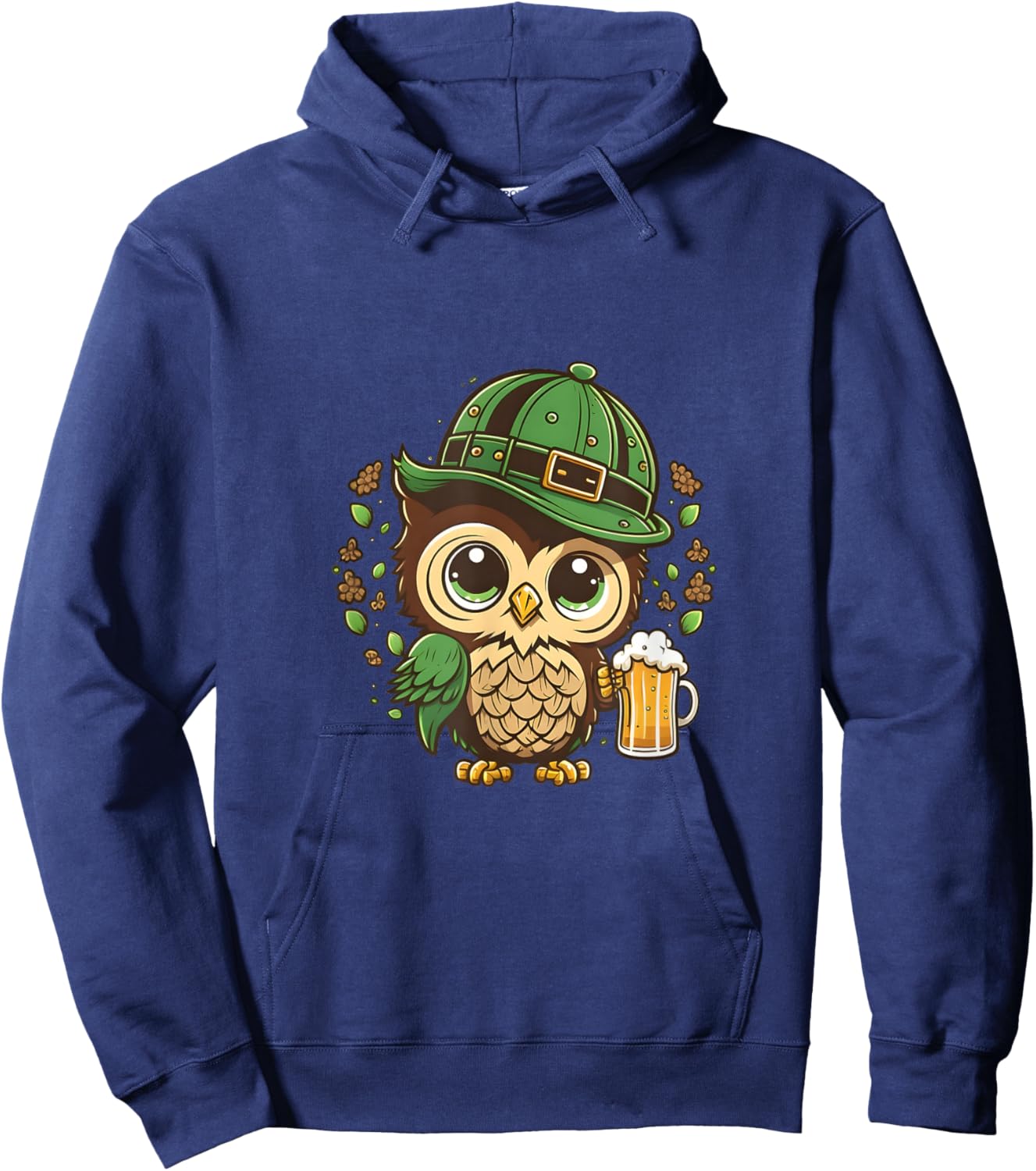 Happy St. Patrick's Day Owl Bird Beer St Pat Hoodie - Hoodie | Navy