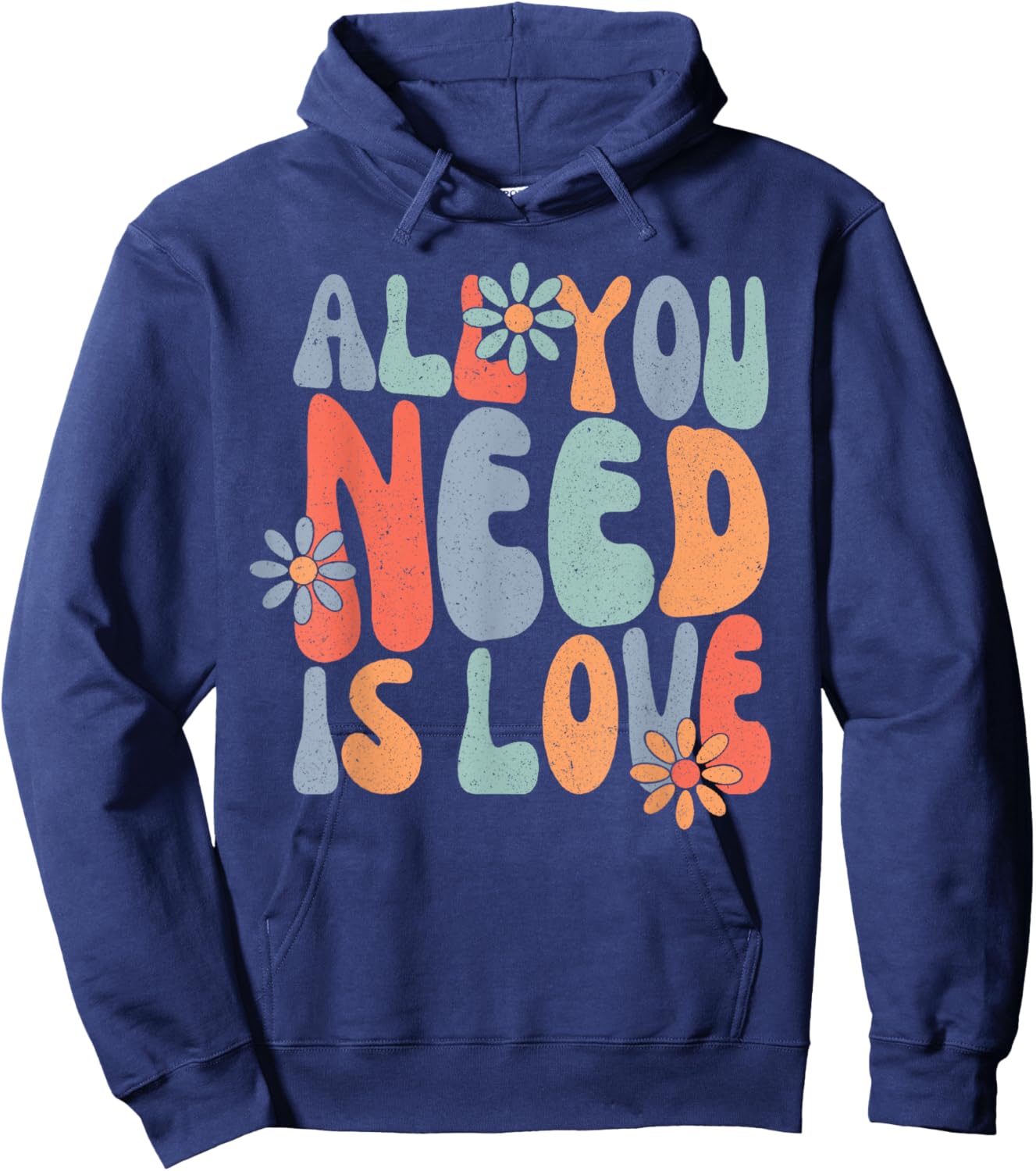 All You Need Is Love, Groovy Hippie Tie Dye Hoodie - Hoodie | Navy