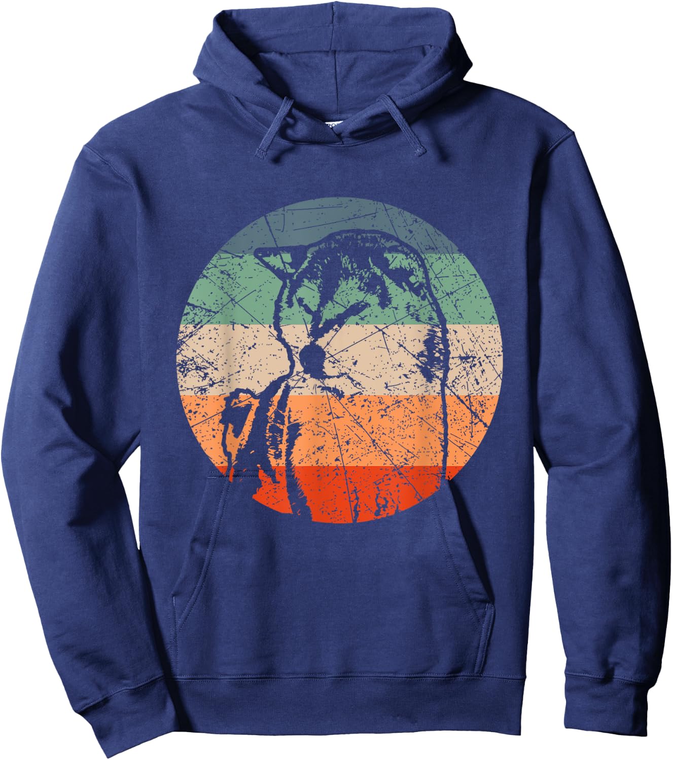 Retro Dog Silhouette - Vintage Shiba Inu Women Hoodie - Hoodie | Navy