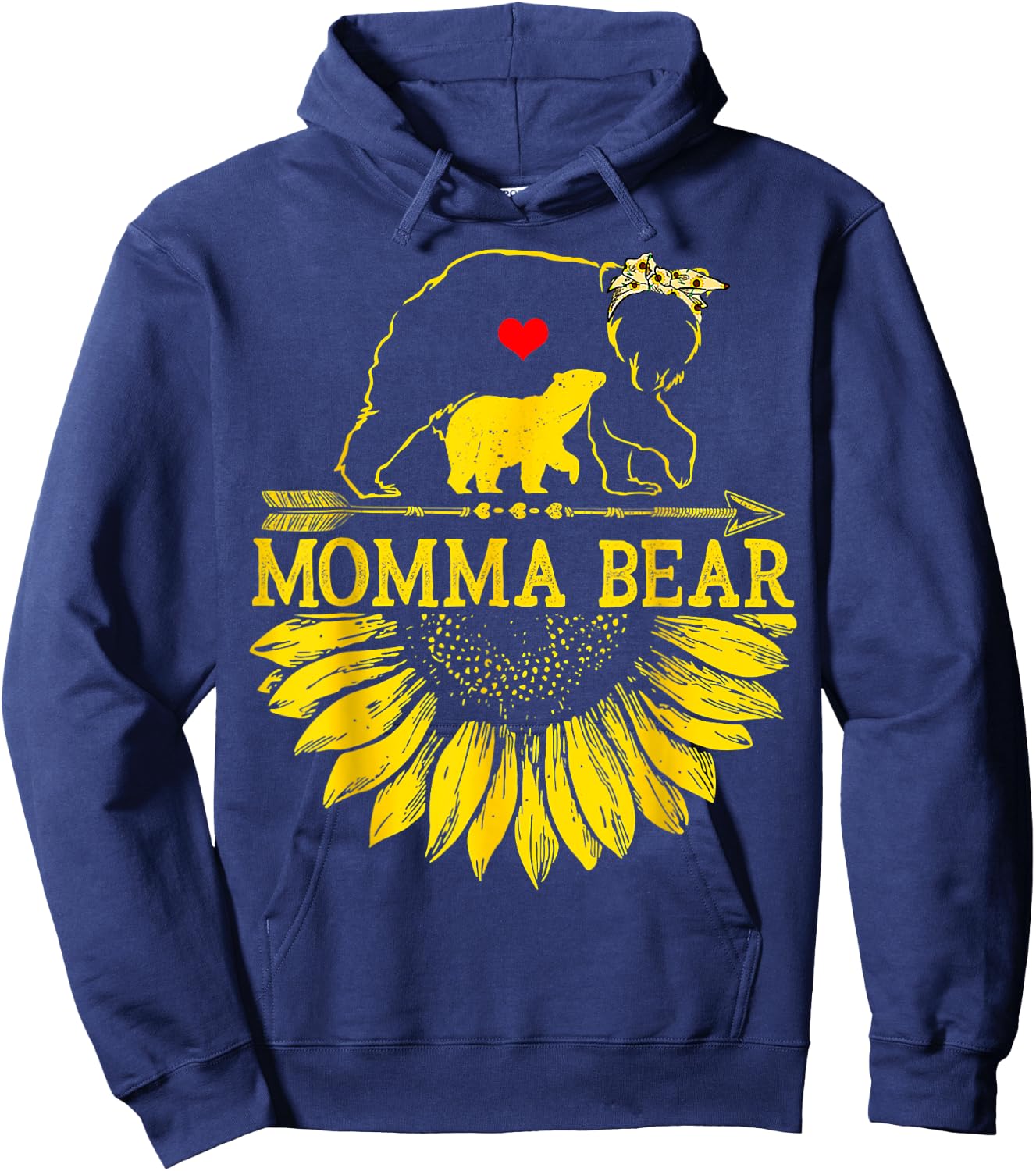 Momma Bear Mothers Day Sunflower Family Hoodie - Hoodie | Navy