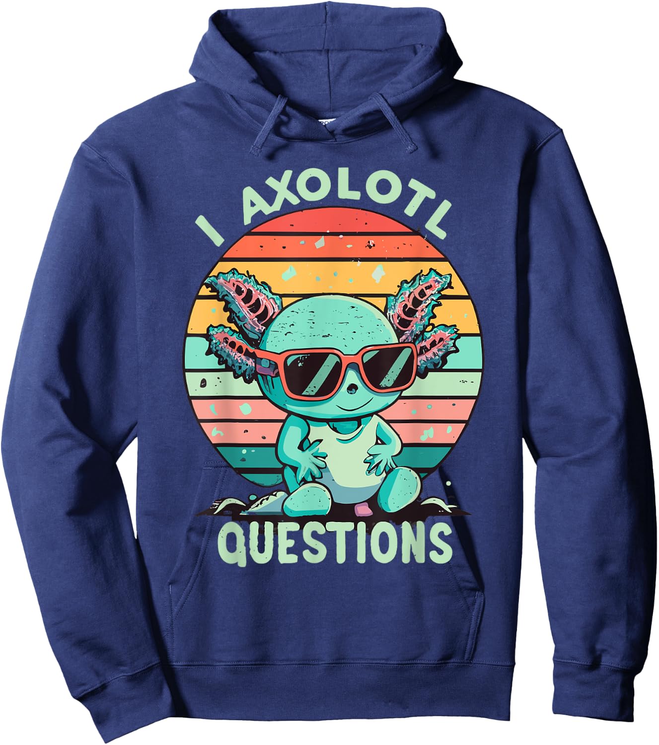 I Axolotl Questions Kids Retro Vintage Hoodie - Hoodie | Navy