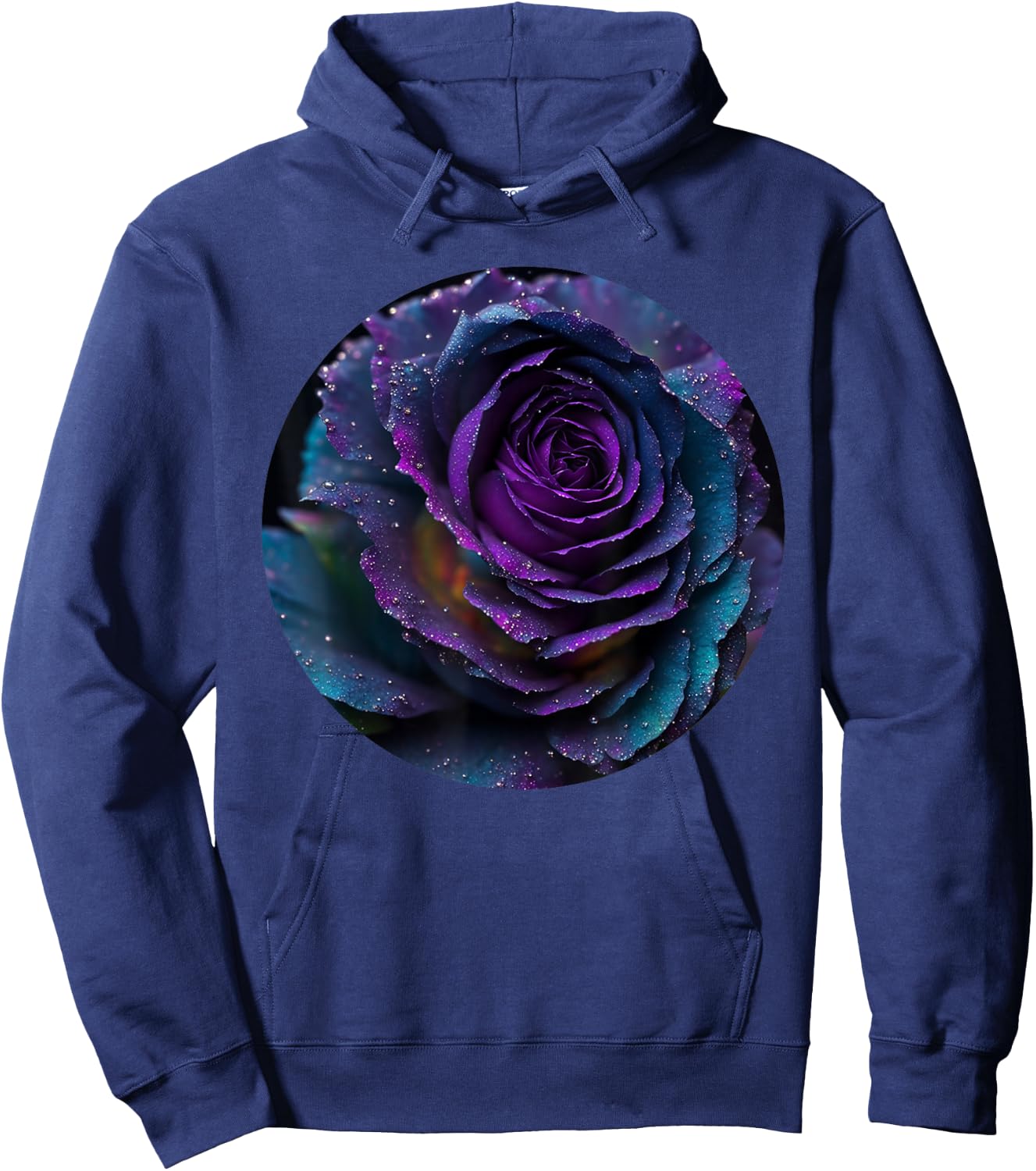Black Purple Rose Flower Floral Hoodie - Hoodie | Navy