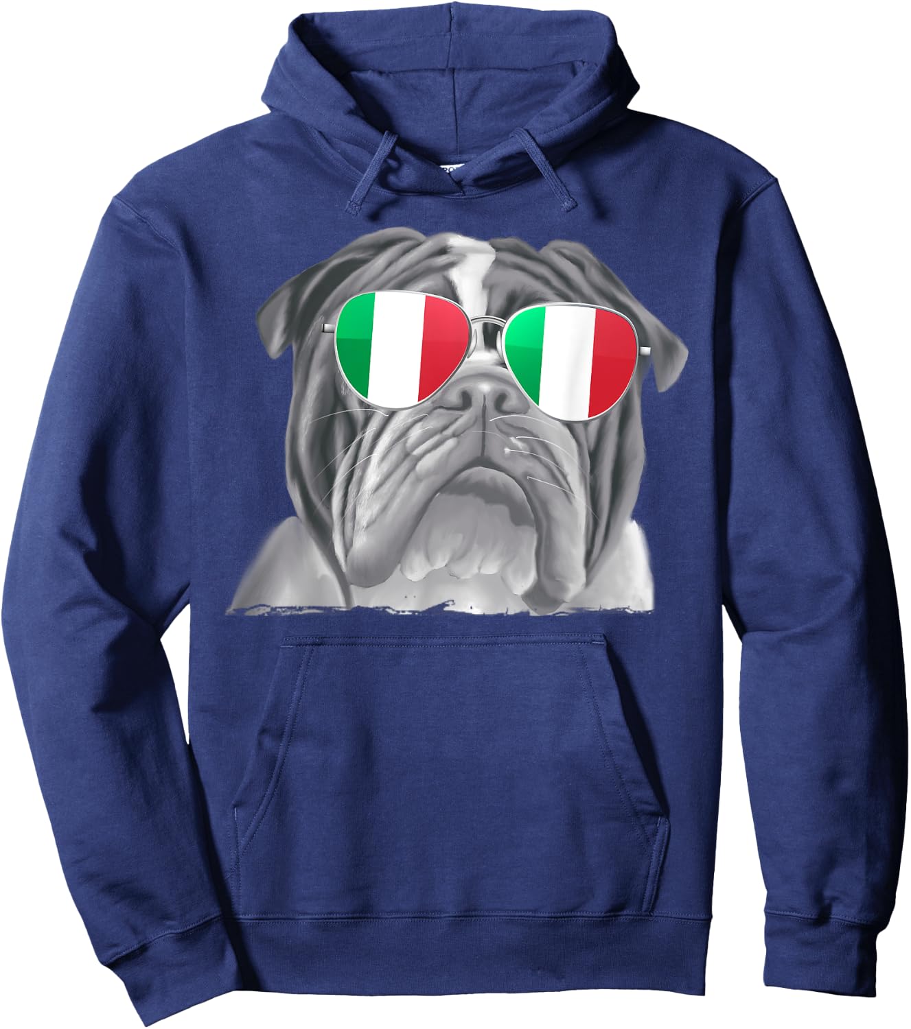 Bulldog Dog Italy Flag Sunglasses Hoodie - Hoodie | Navy