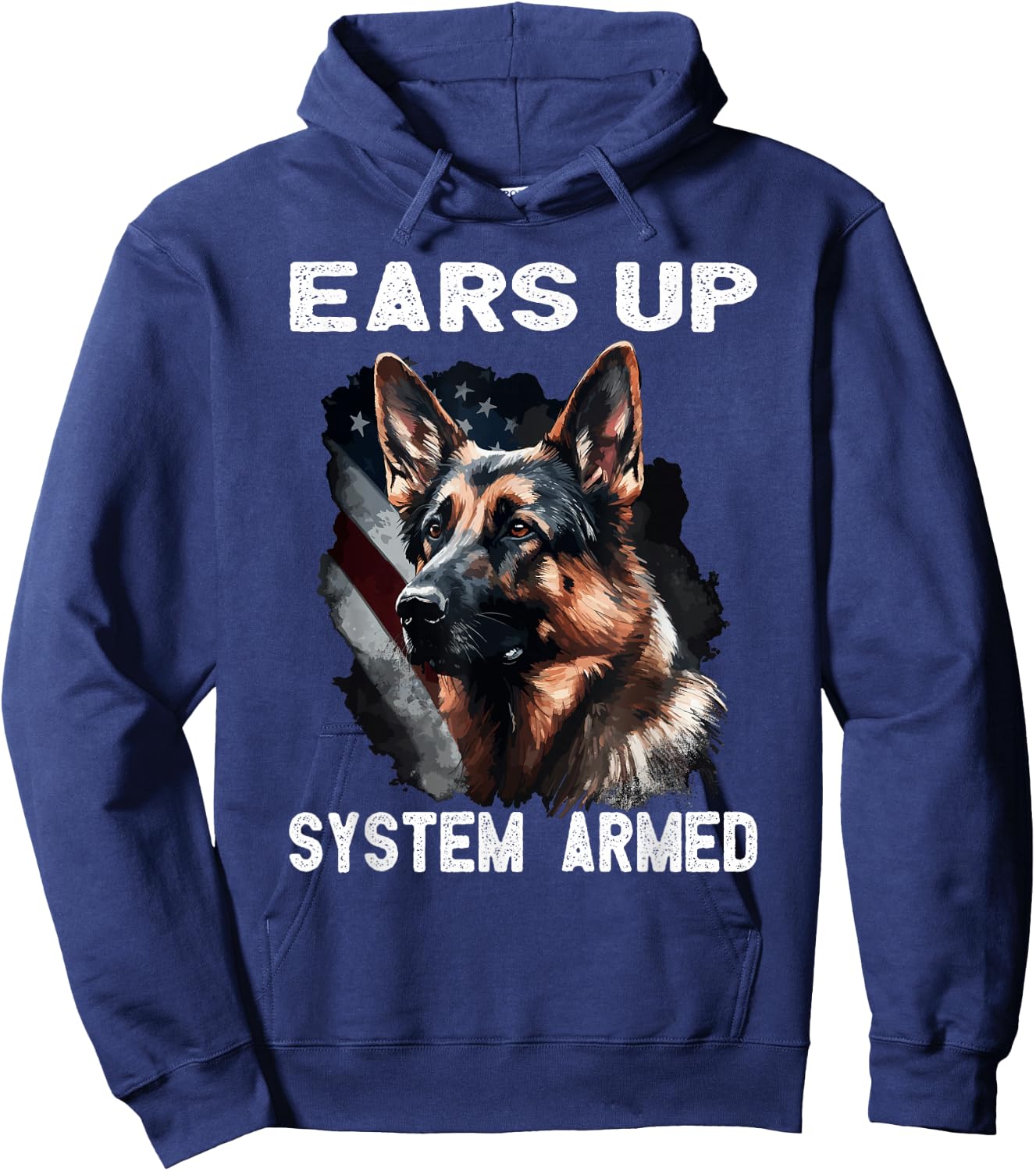 USA Flag with German Shepherd Hoodie - Hoodie | Navy