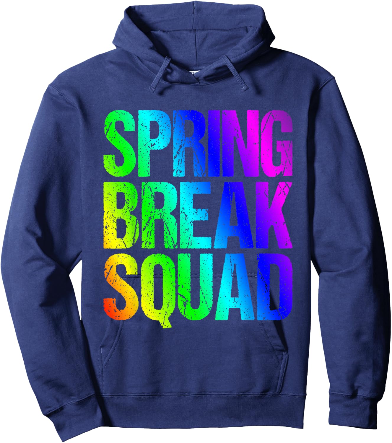 Spring Break Squad Rainbow Vintage Graphic 2026 Hoodie - Hoodie | Navy