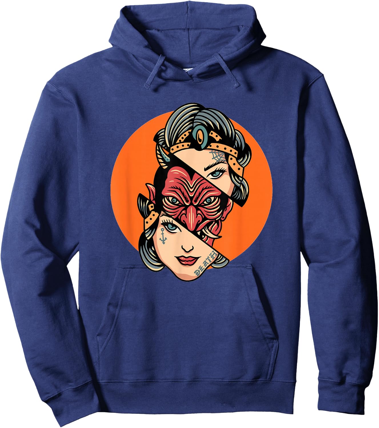 The Devil Inside Cool Tattoo Design Graphic Hoodie - Hoodie | Navy