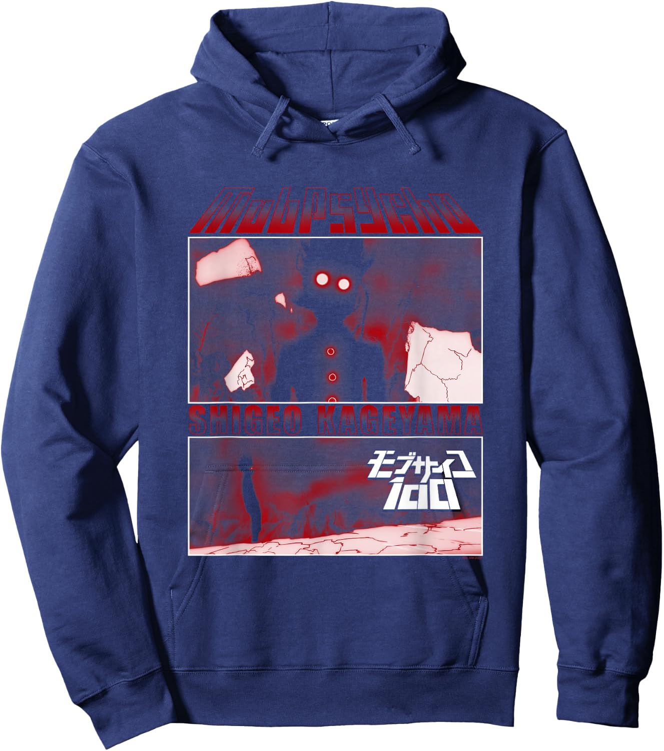 Mob Psycho 100 Black & Red Panels Hoodie - Hoodie | Navy