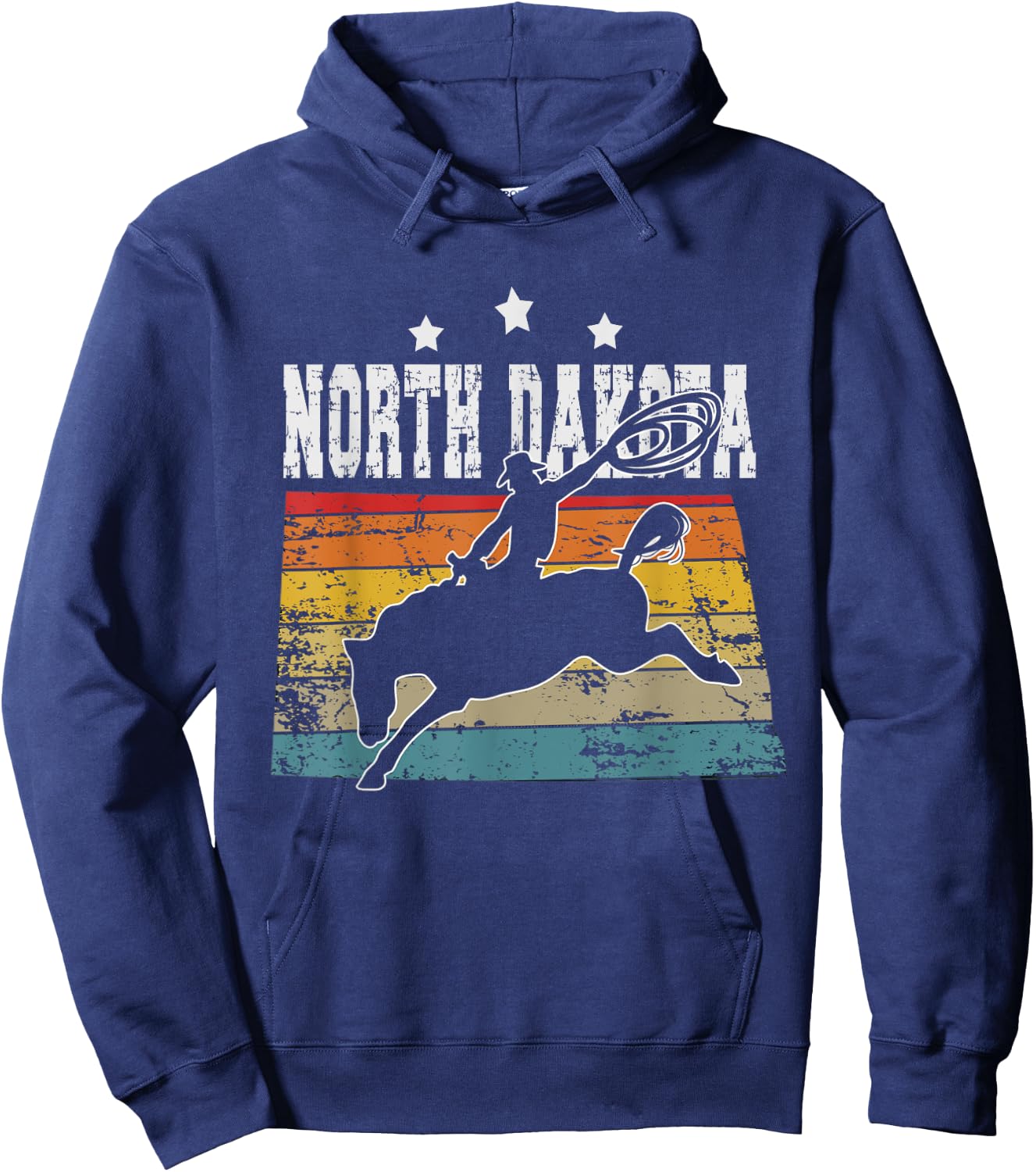 Vintage North Dakota Rodeo Hoodie - Hoodie | Navy